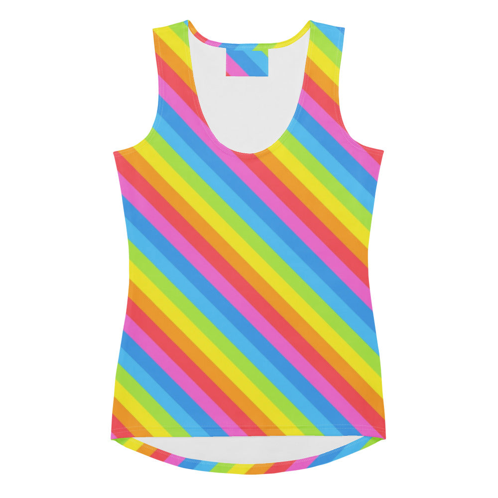 Women's Rainbow Stripe Tank Top - Quick Drying, Buttery Soft Fabric With UPF 50+