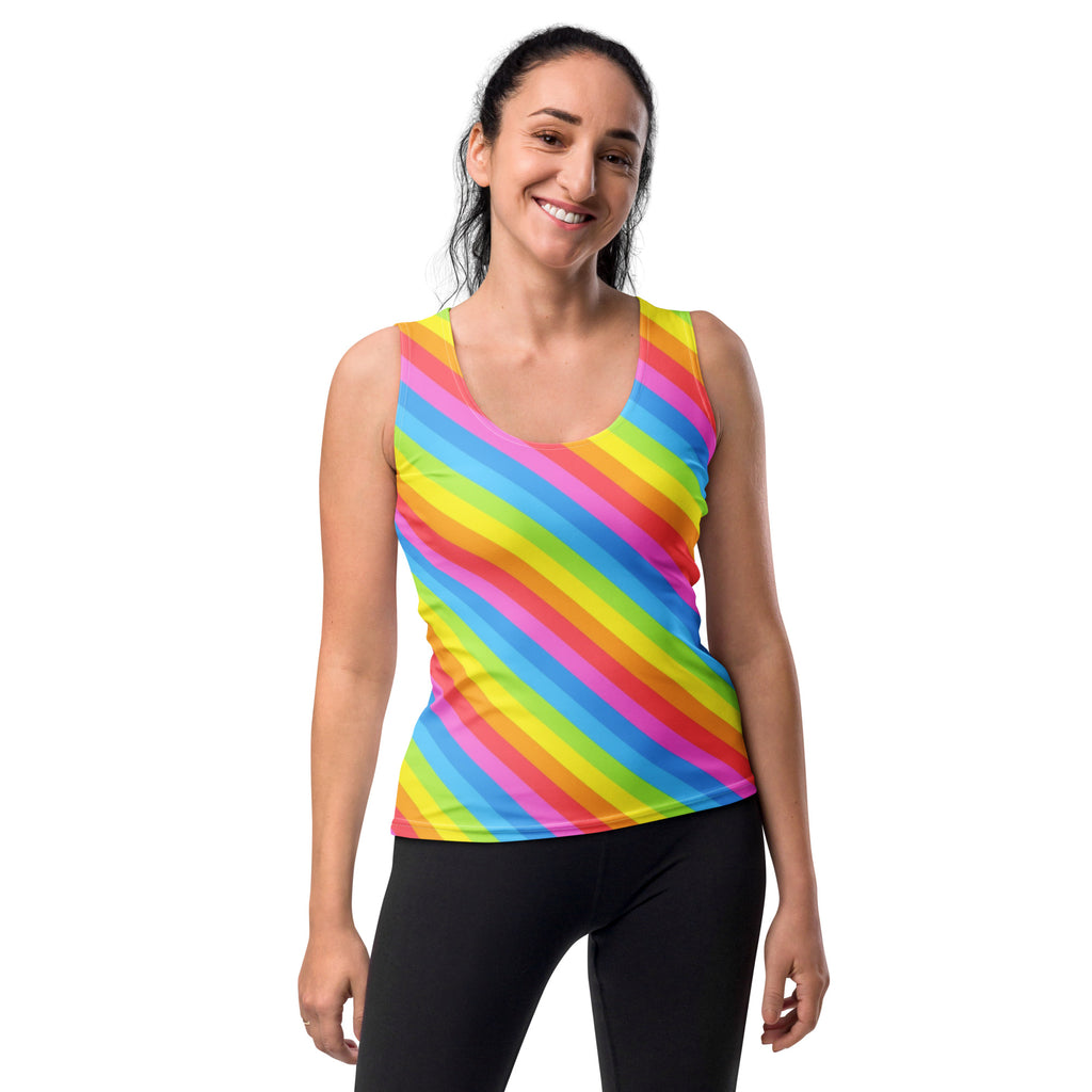 Women's Rainbow Stripe Tank Top - Quick Drying, Buttery Soft Fabric With UPF 50+