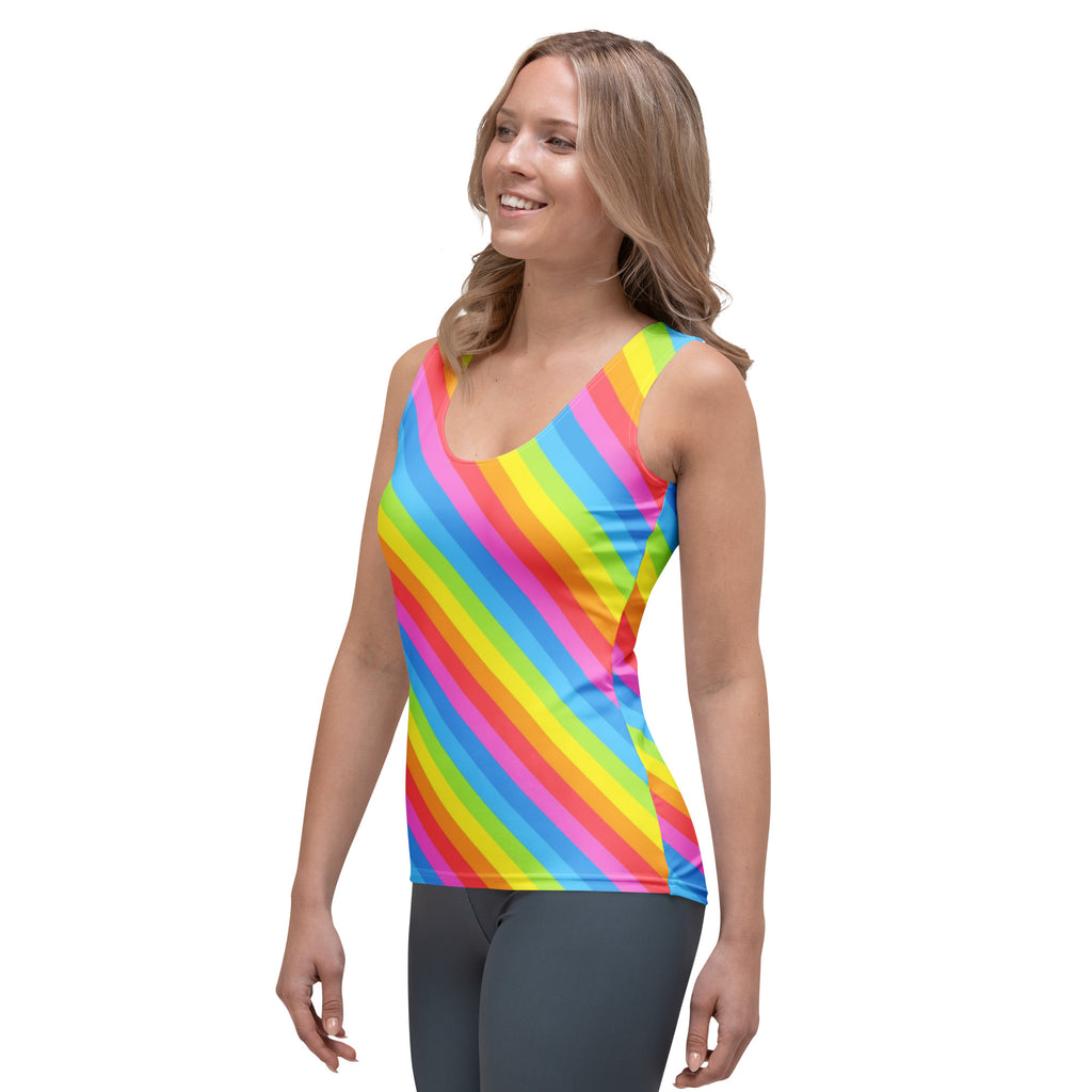 Women's Rainbow Stripe Tank Top - Quick Drying, Buttery Soft Fabric With UPF 50+