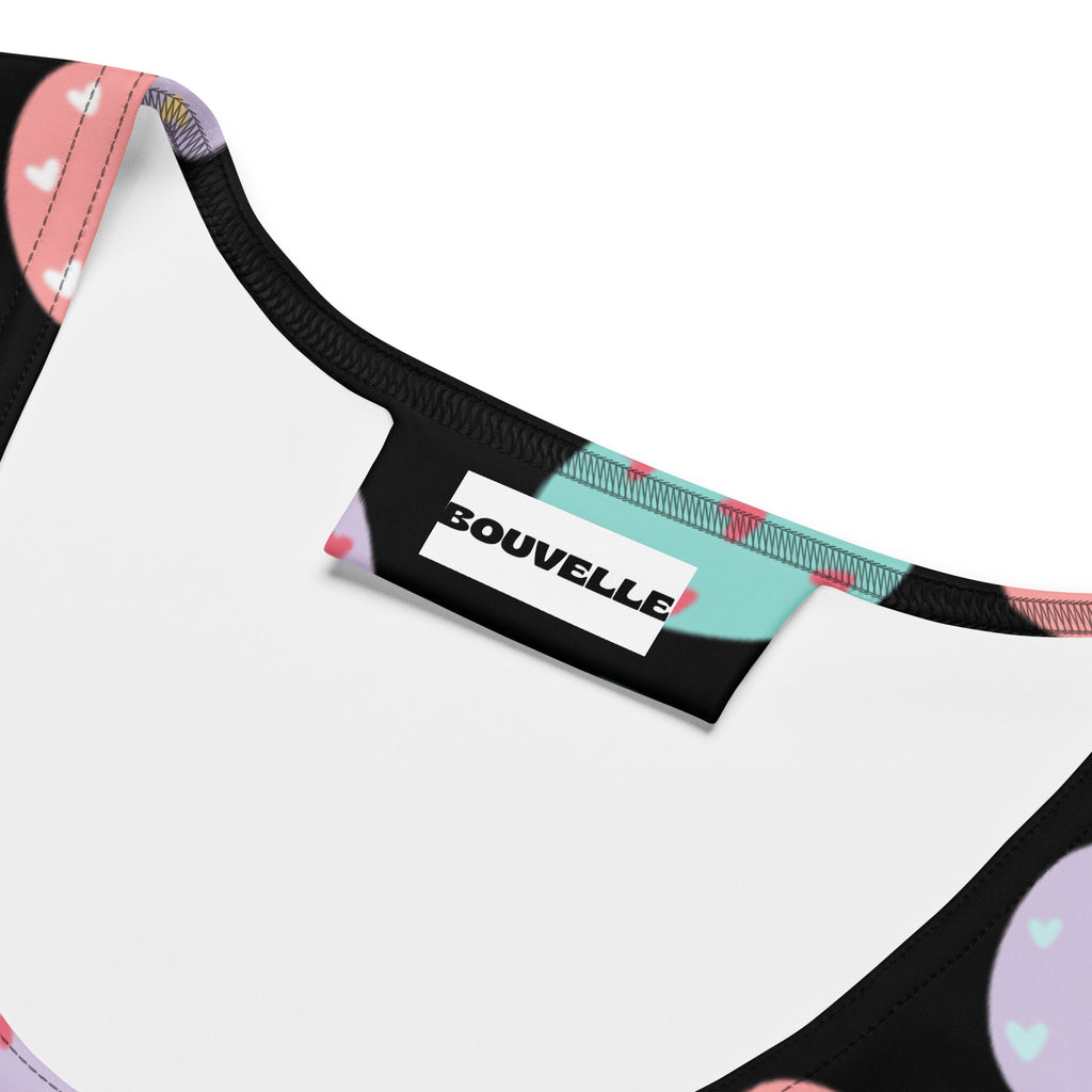 Bouvelle women’s colorful Easter egg tank top with black white pastel heart pattern quick drying buttery soft fabric UPF 50+