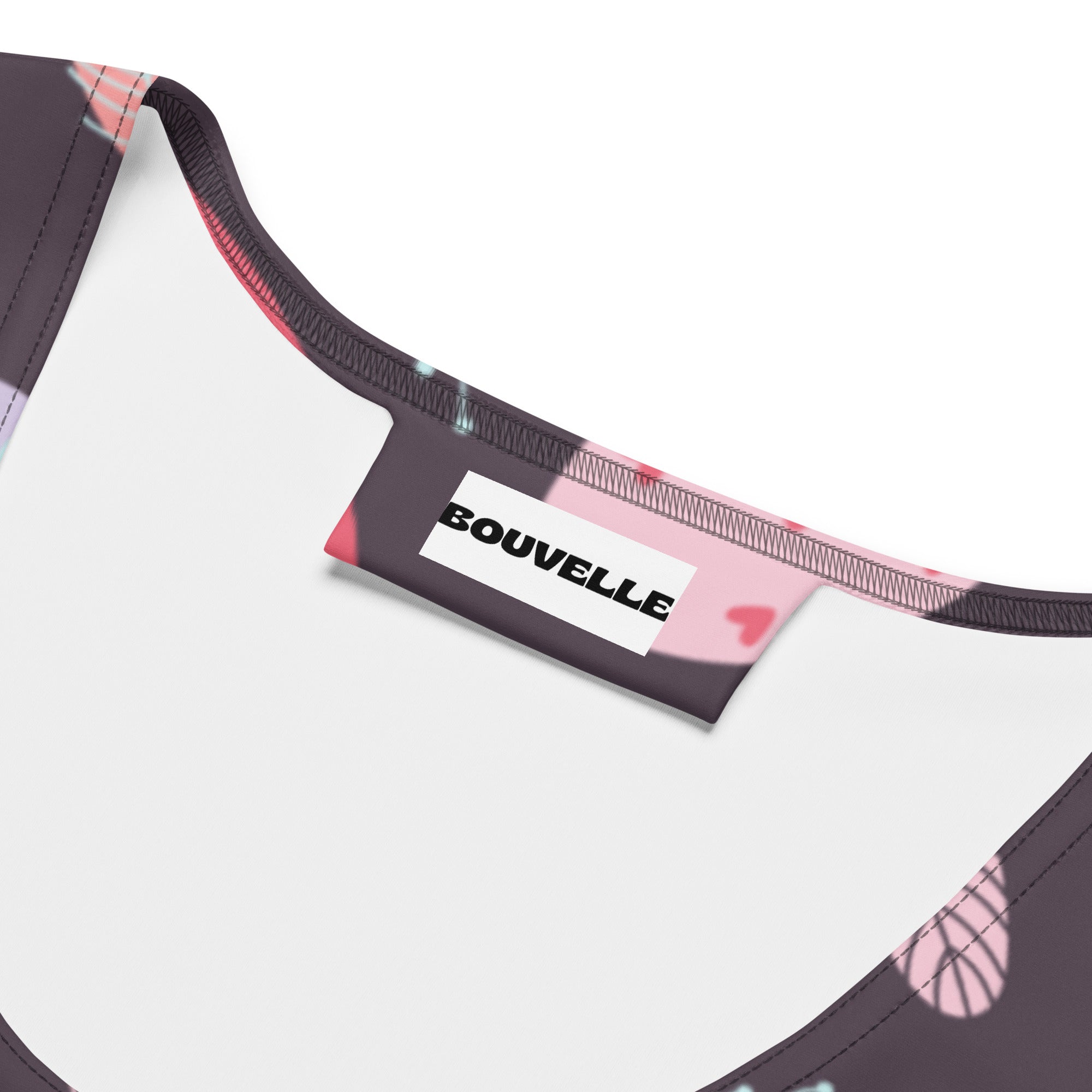 Women’s bouvelle tank top in dark gray with pink floral pattern quick drying buttery soft fabric upf 50+