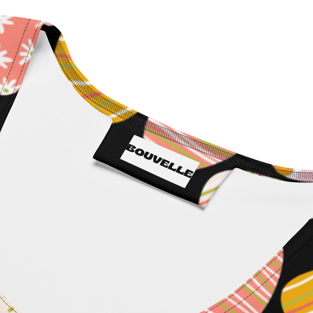 Women’s bouvelle retro easter egg tank top with colorful floral and striped pattern quick drying soft fabric upf 50+