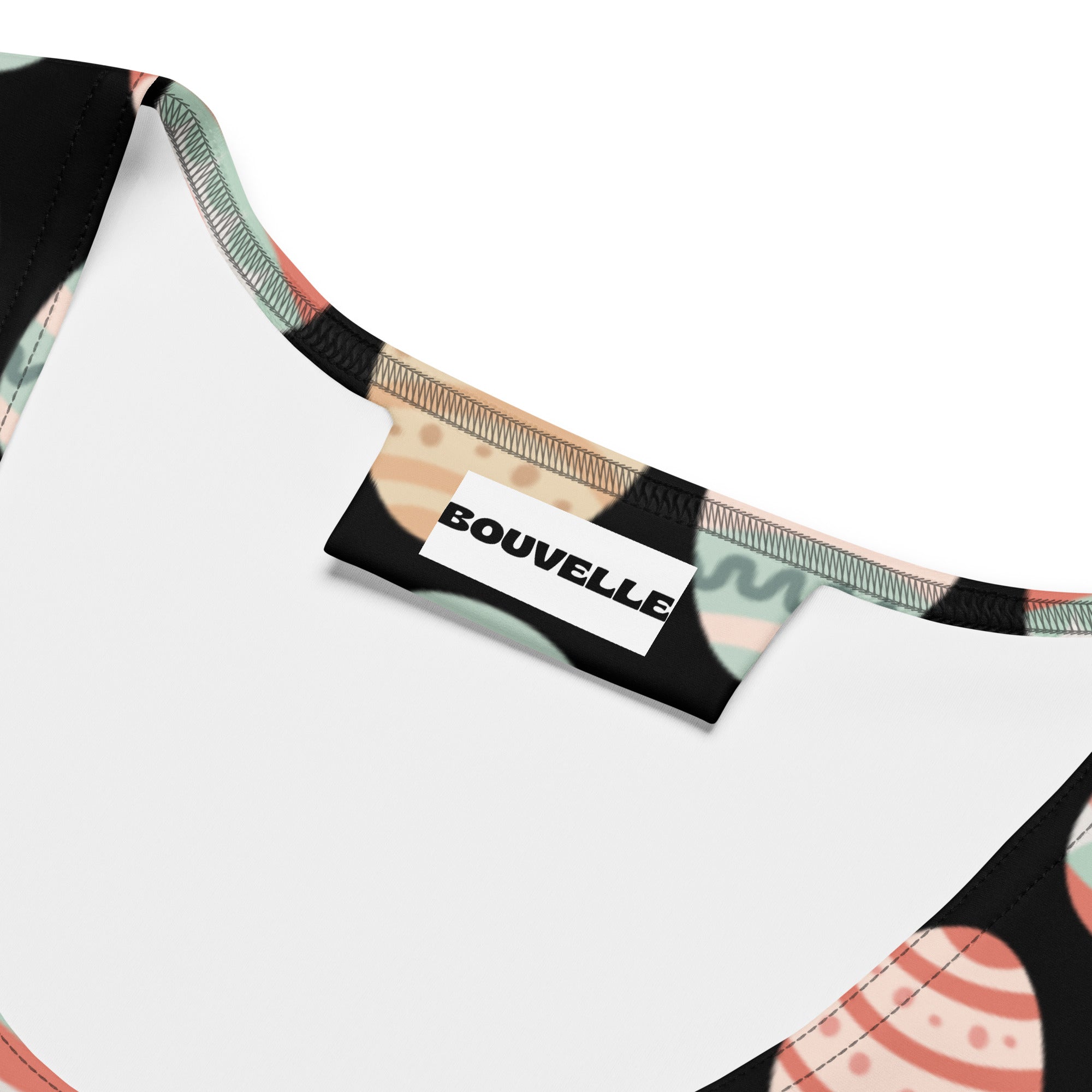 Bouvelle women’s classic Easter egg tank top in black beige and mint green abstract pattern with quick drying fabric and UPF 50+