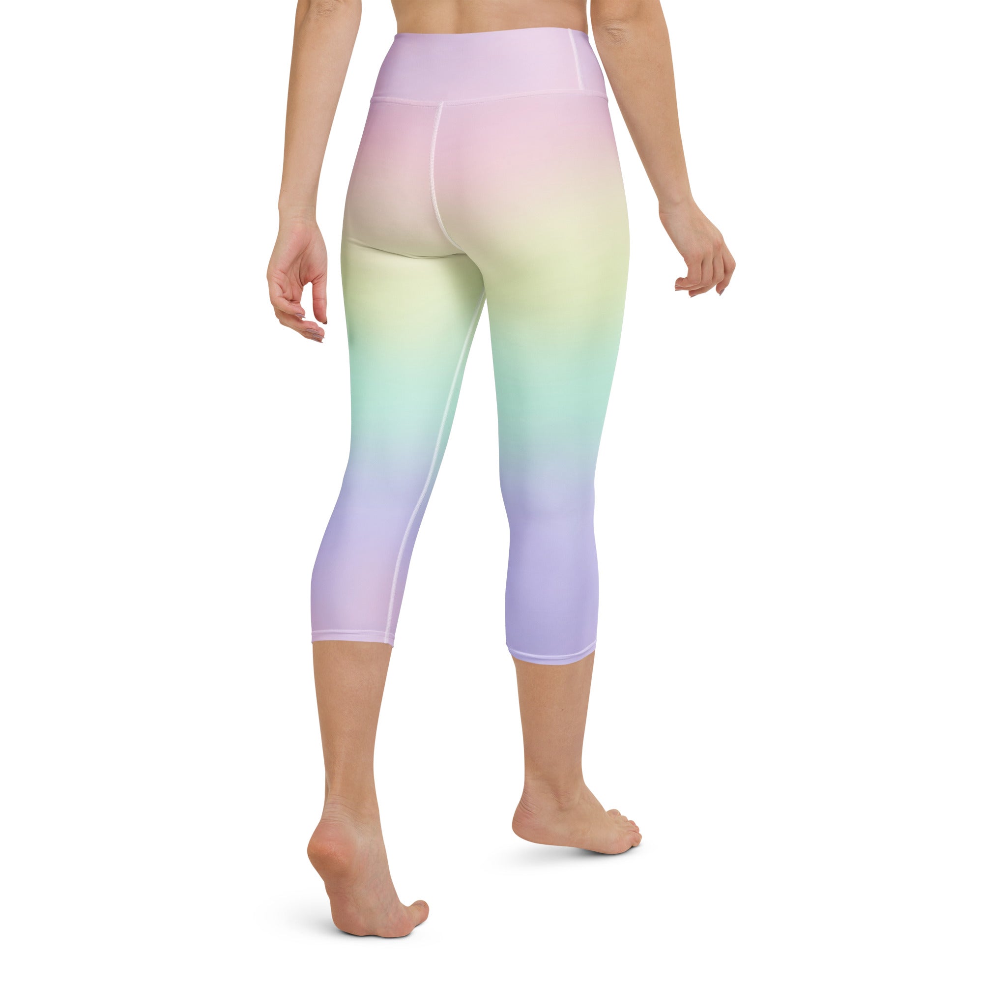 Women's Pastel Rainbow Buttery Soft Yoga Capri Leggings – High-Rise, Moisture-Wicking, Soft Stretch Activewear Pants