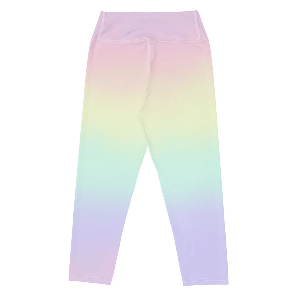 Women's Pastel Rainbow Buttery Soft Yoga Capri Leggings – High-Rise, Moisture-Wicking, Soft Stretch Activewear Pants