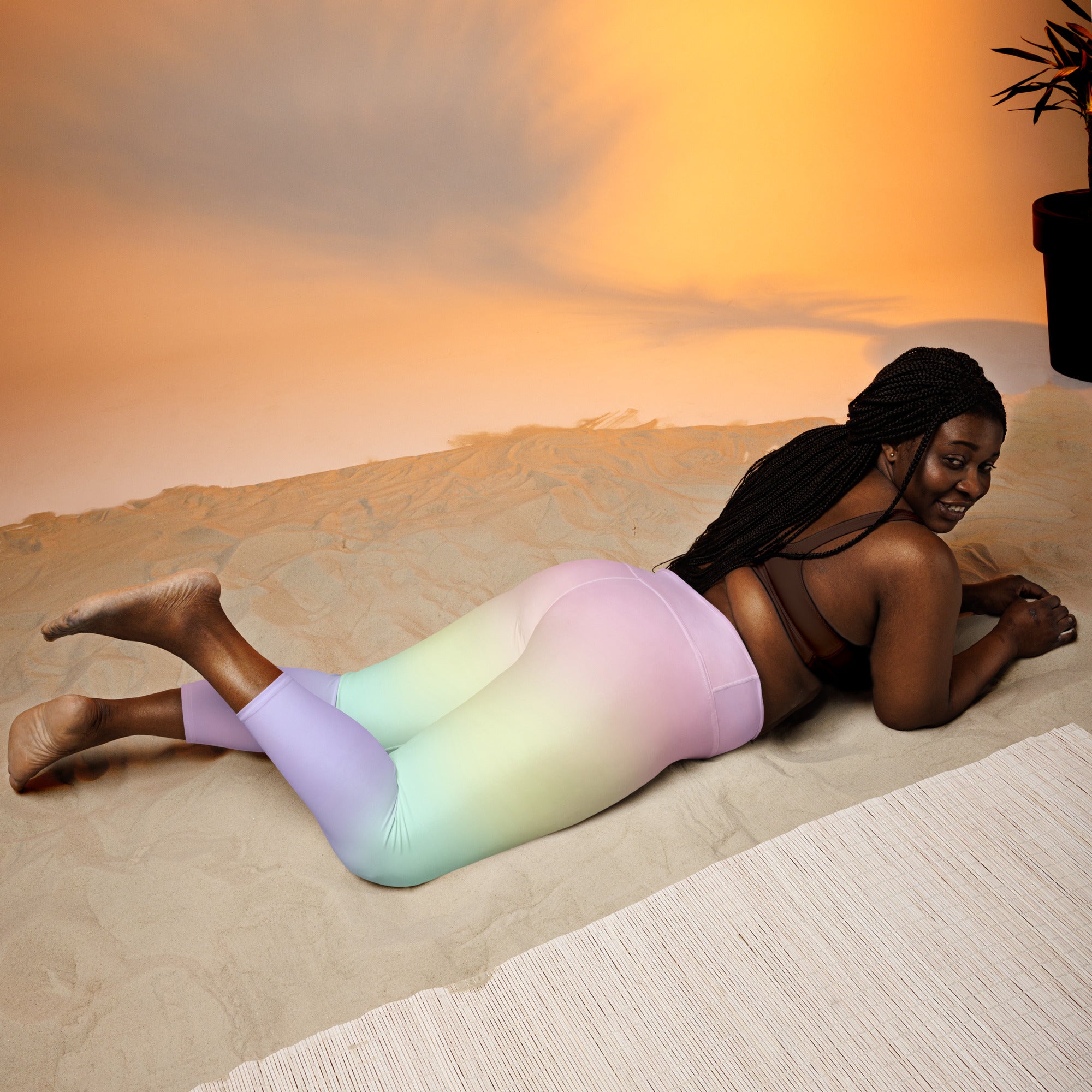 Women's Pastel Rainbow Buttery Soft Yoga Capri Leggings – High-Rise, Moisture-Wicking, Soft Stretch Activewear Pants