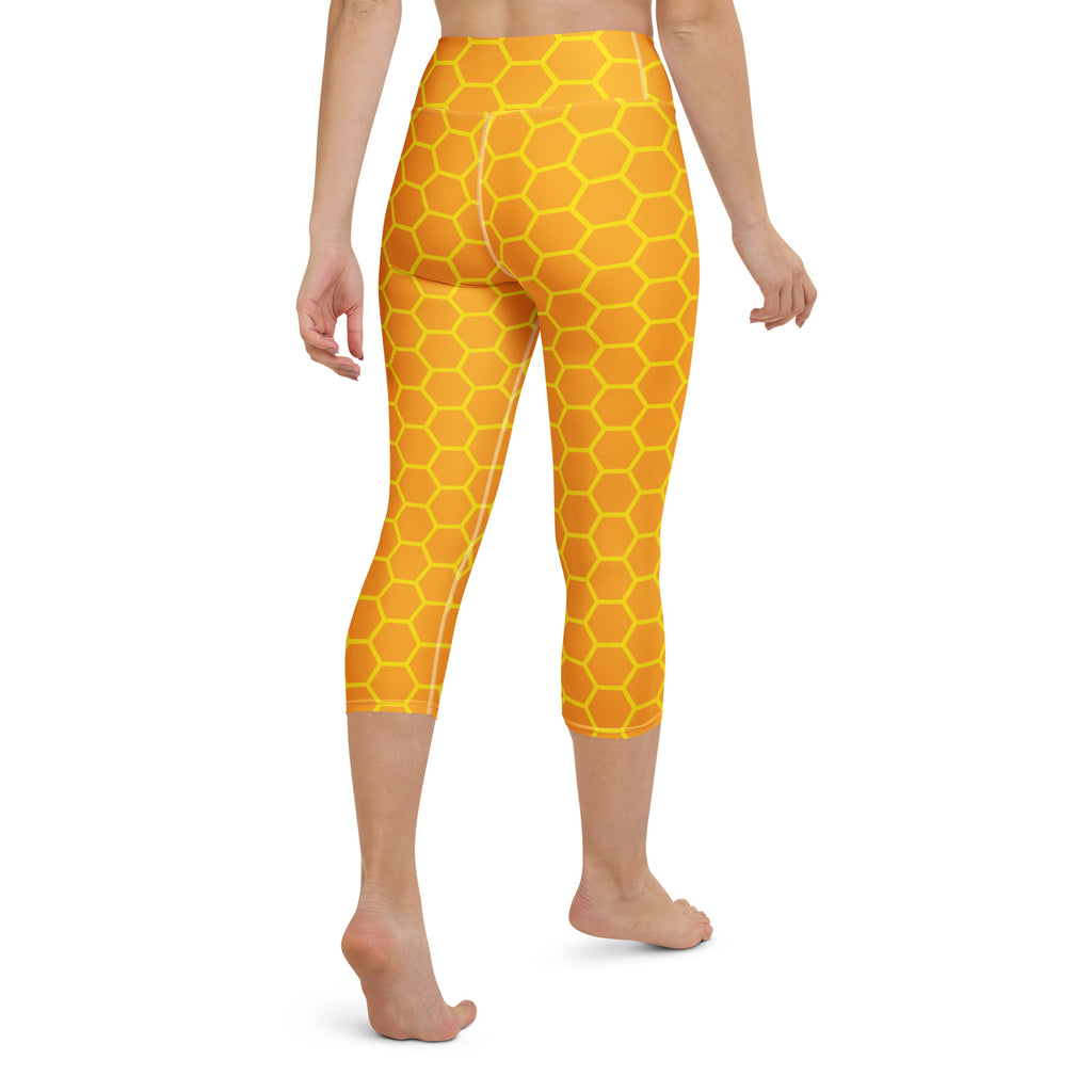 Women's Honeycomb Buttery Soft Yoga Capri Leggings – High-Rise, Moisture-Wicking, Soft Stretch Activewear Pants