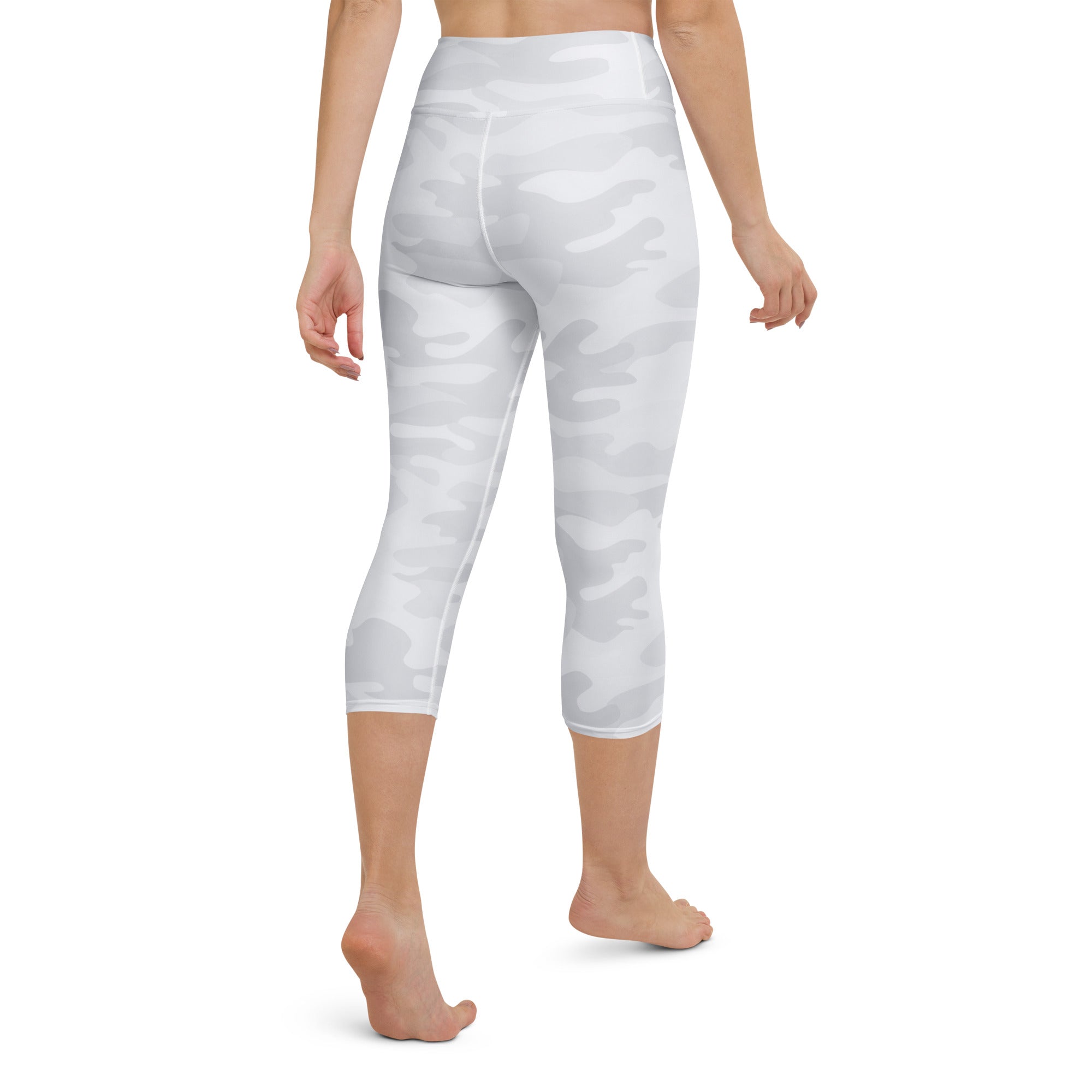 Women’s white camouflage buttery soft high-rise capri leggings moisture-wicking soft stretch activewear pants