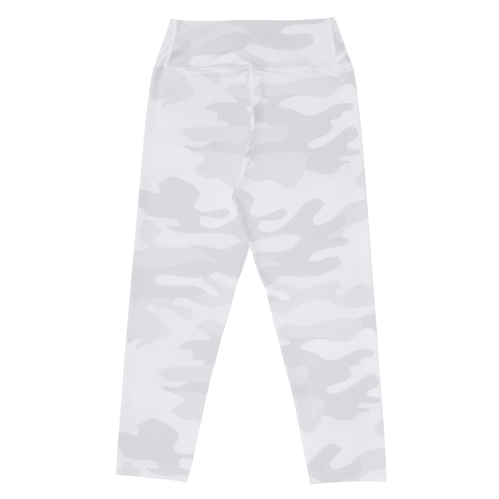 Women’s white camouflage buttery soft high-rise yoga capri leggings with moisture-wicking soft stretch fabric