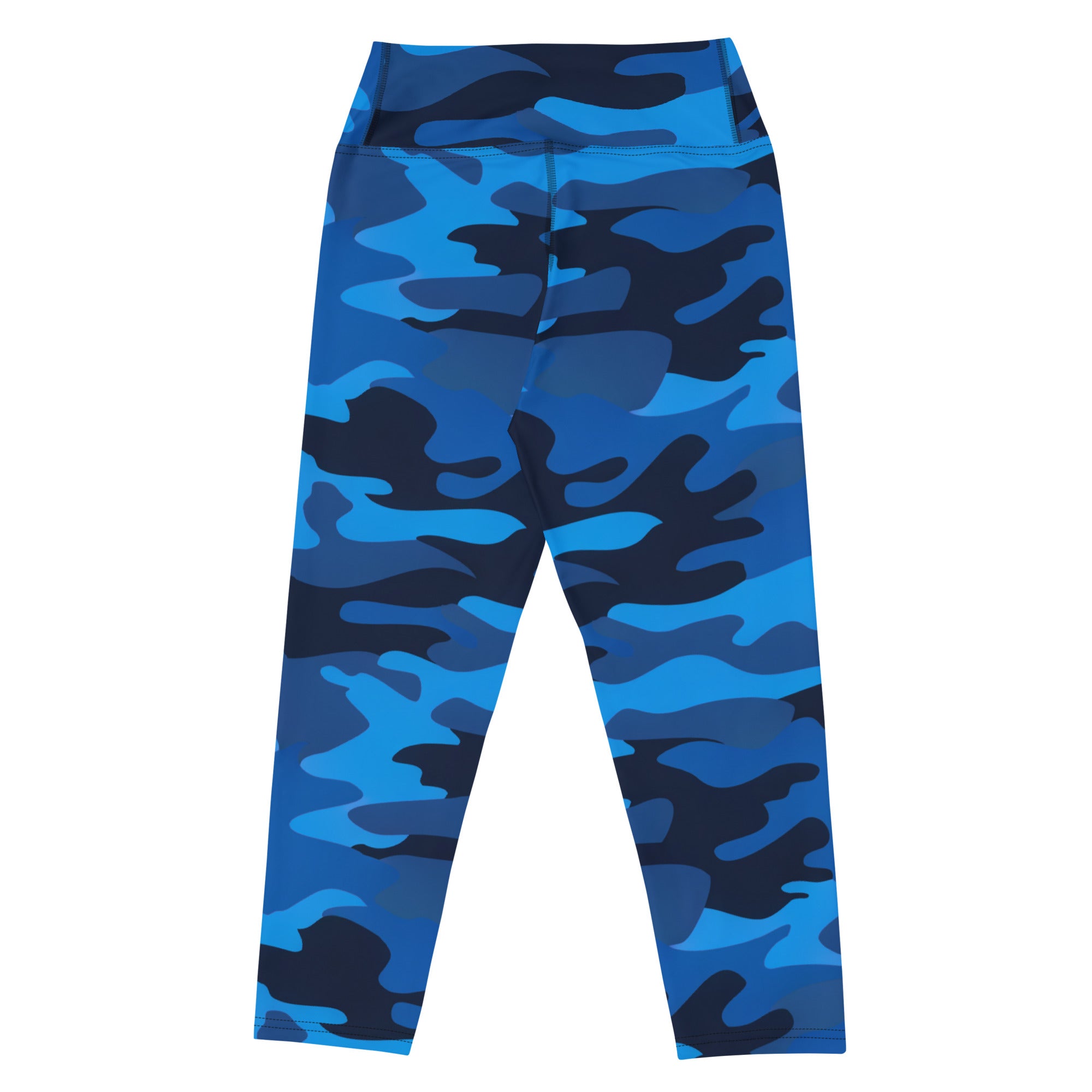 Women’s blue camouflage buttery soft high-rise yoga capri leggings with moisture-wicking soft stretch fabric