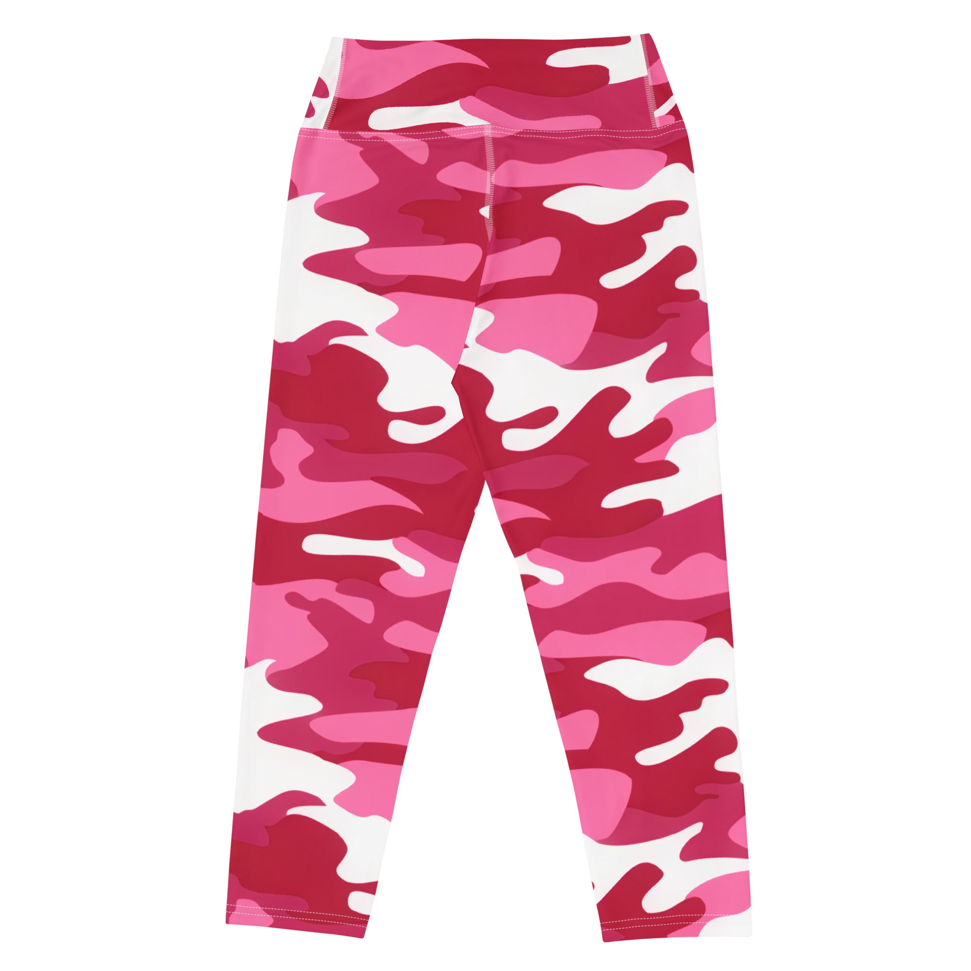 Women’s high-rise vibrant pink and white camouflage buttery soft moisture-wicking yoga capri leggings
