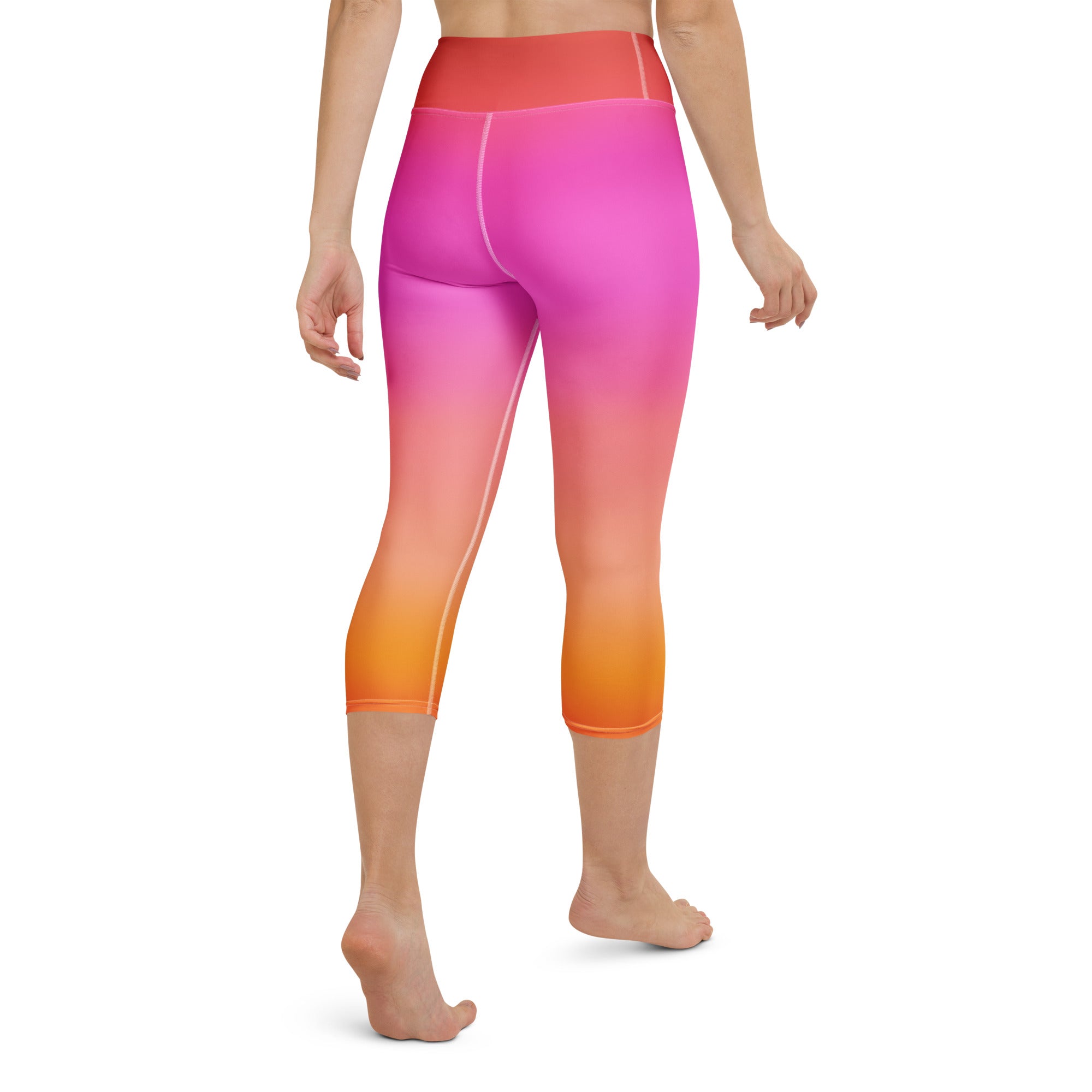 Women's Sunset Ombre Buttery Soft Yoga Capri Leggings – High-Rise, Moisture-Wicking, Soft Stretch Activewear Pants