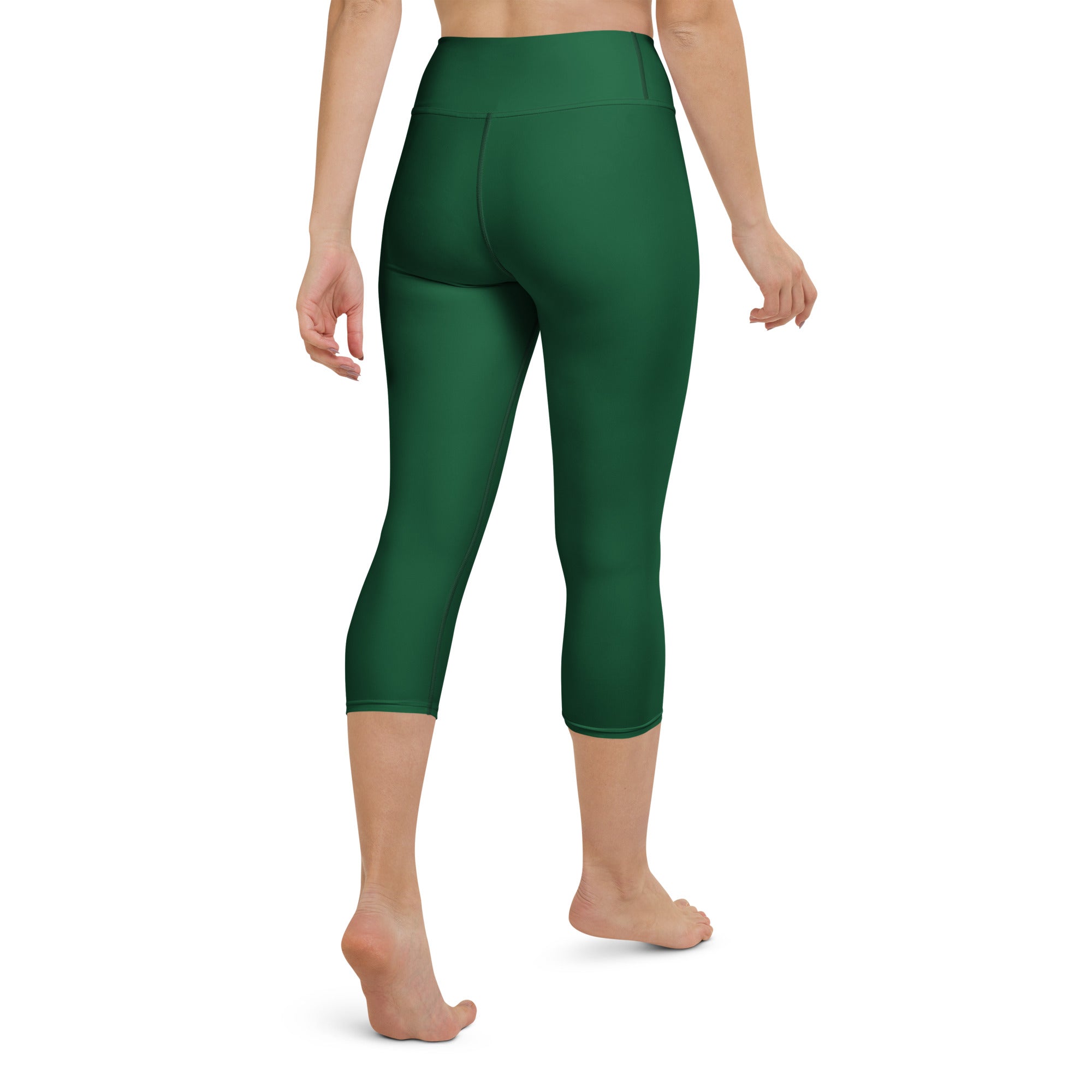 Women's Dark Green Buttery Soft Yoga Capri Leggings – High-Rise, Moisture-Wicking, Soft Stretch Activewear Pants