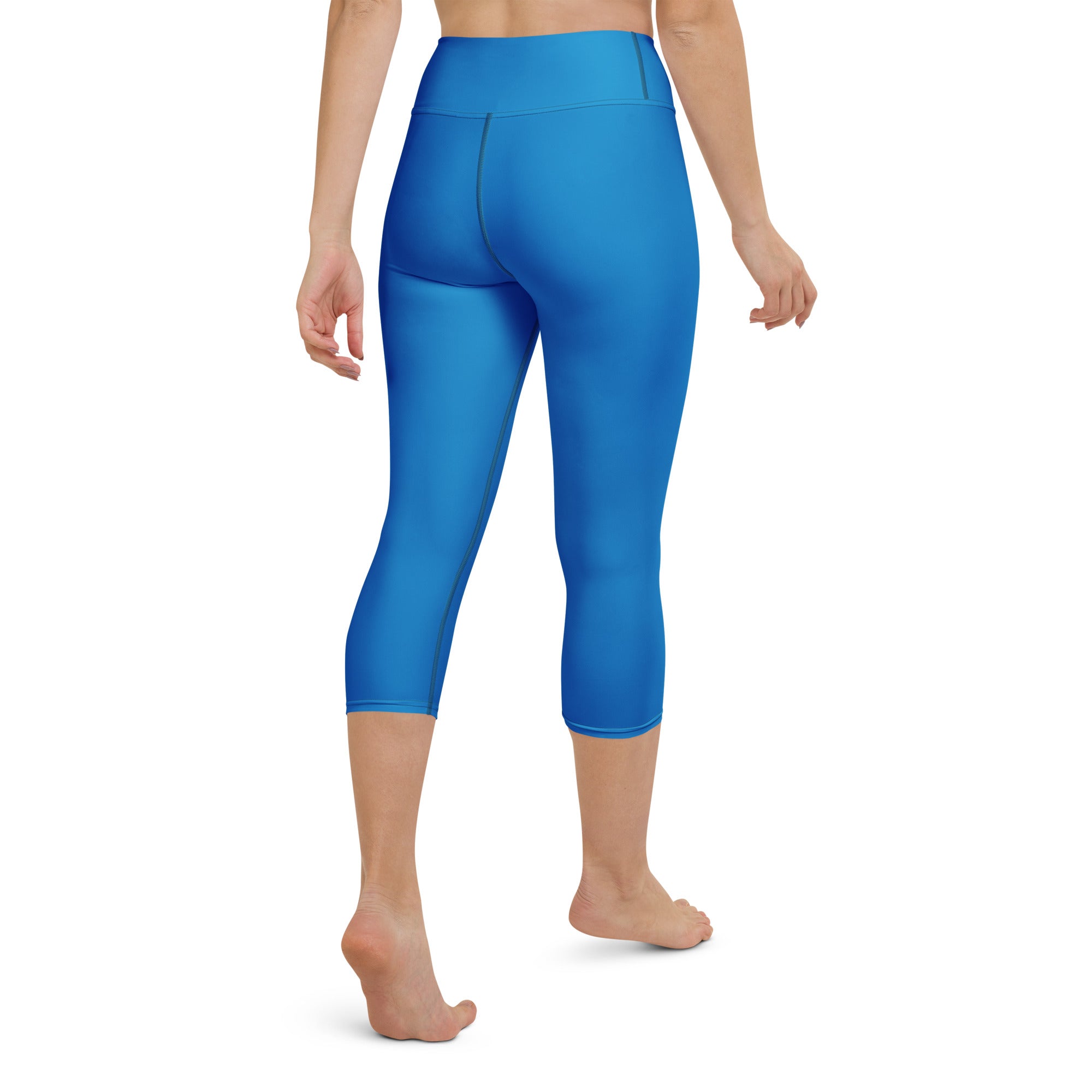 Women’s royal blue buttery soft high-rise yoga capri leggings with moisture-wicking soft stretch fabric