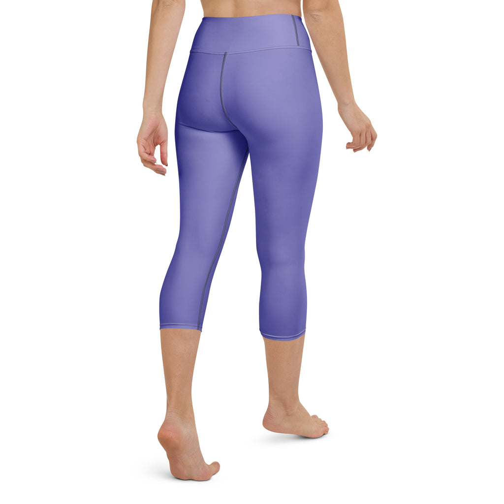 Women’s lavender purple high-rise buttery soft yoga capri leggings with smooth stretchy moisture-wicking fabric