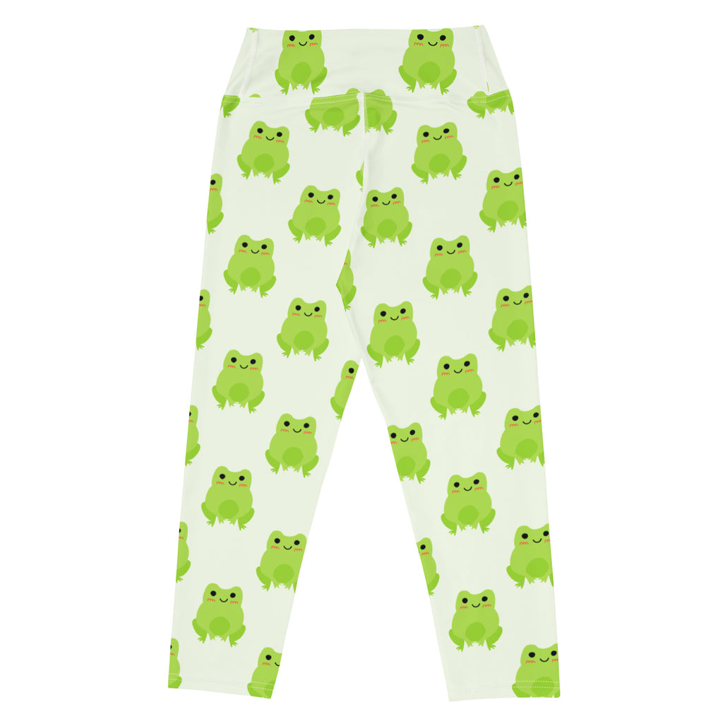 Women's Green Frog Buttery Soft Yoga Capri Leggings – High-Rise, Moisture-Wicking, Soft Stretch Activewear Pants