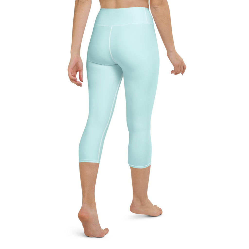 Women’s mint buttery soft high-rise capri leggings in light blue with moisture-wicking stretchy fabric