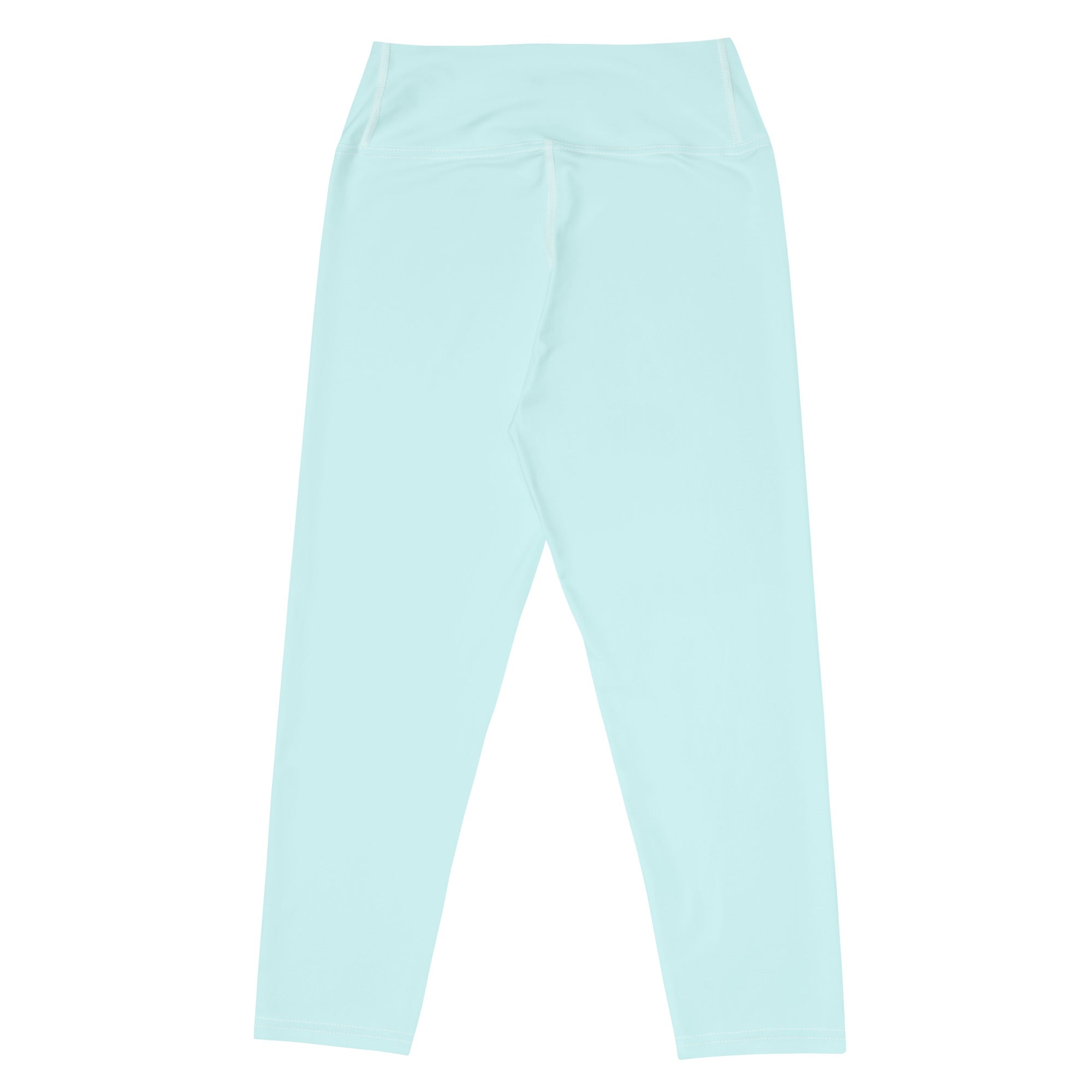 Women’s mint buttery soft high-rise yoga capri leggings in light blue with smooth stretchy moisture-wicking fabric