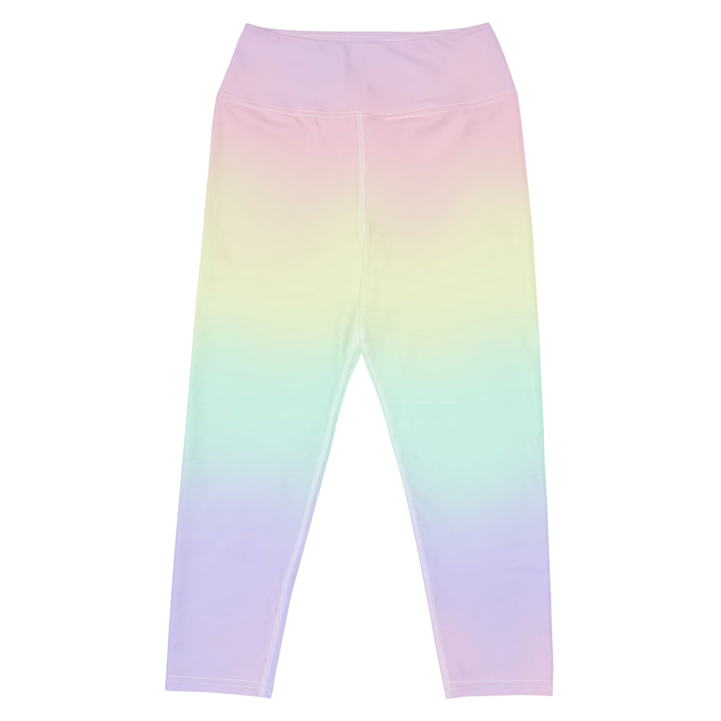 Women's Pastel Rainbow Buttery Soft Yoga Capri Leggings – High-Rise, Moisture-Wicking, Soft Stretch Activewear Pants