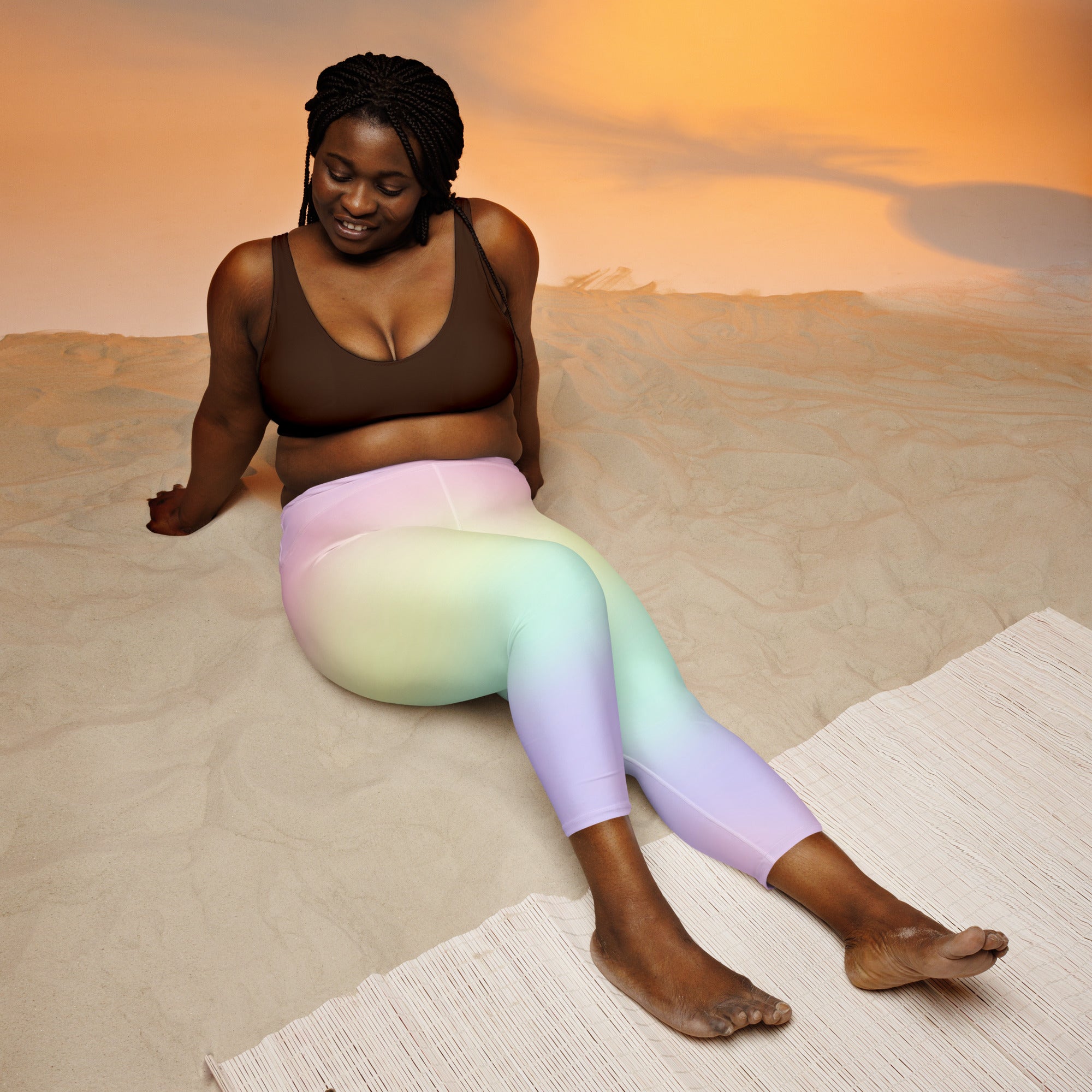 Women's Pastel Rainbow Buttery Soft Yoga Capri Leggings – High-Rise, Moisture-Wicking, Soft Stretch Activewear Pants
