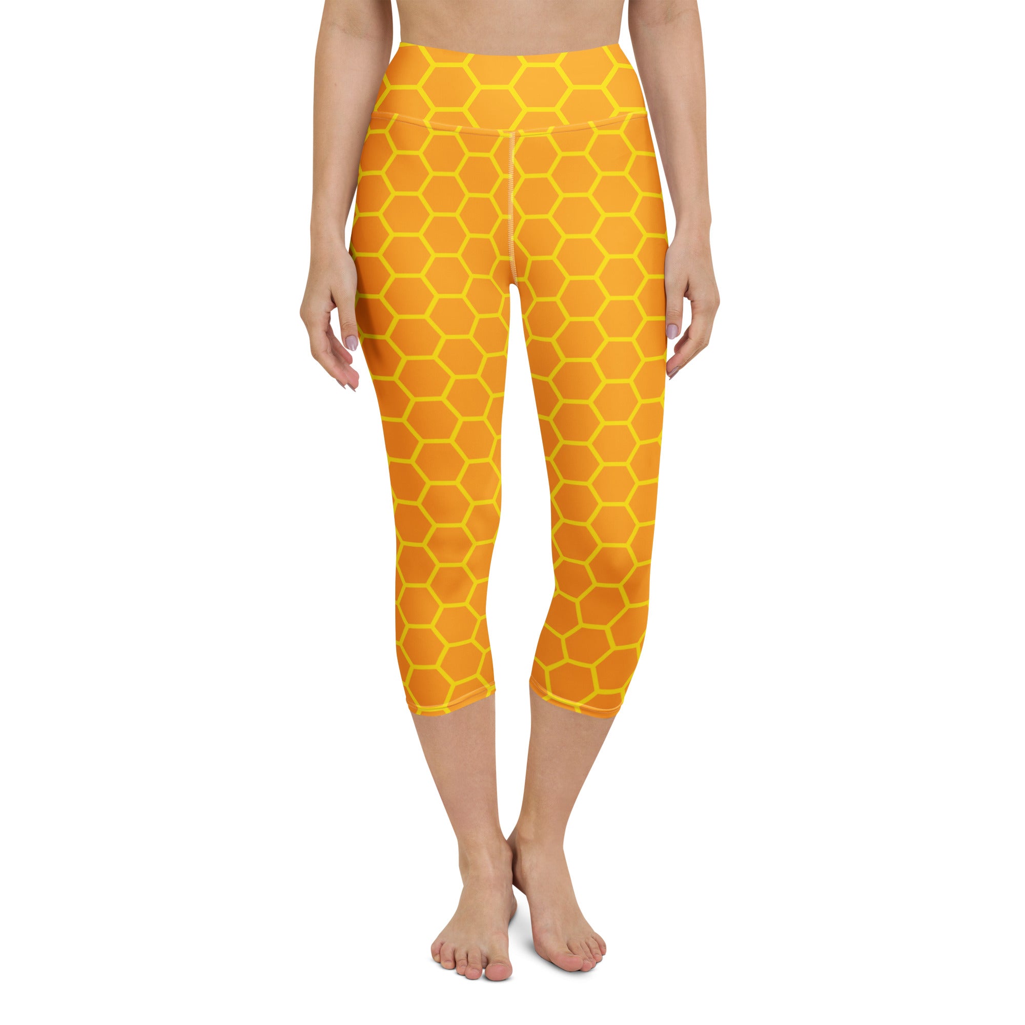 Women's Honeycomb Buttery Soft Yoga Capri Leggings – High-Rise, Moisture-Wicking, Soft Stretch Activewear Pants