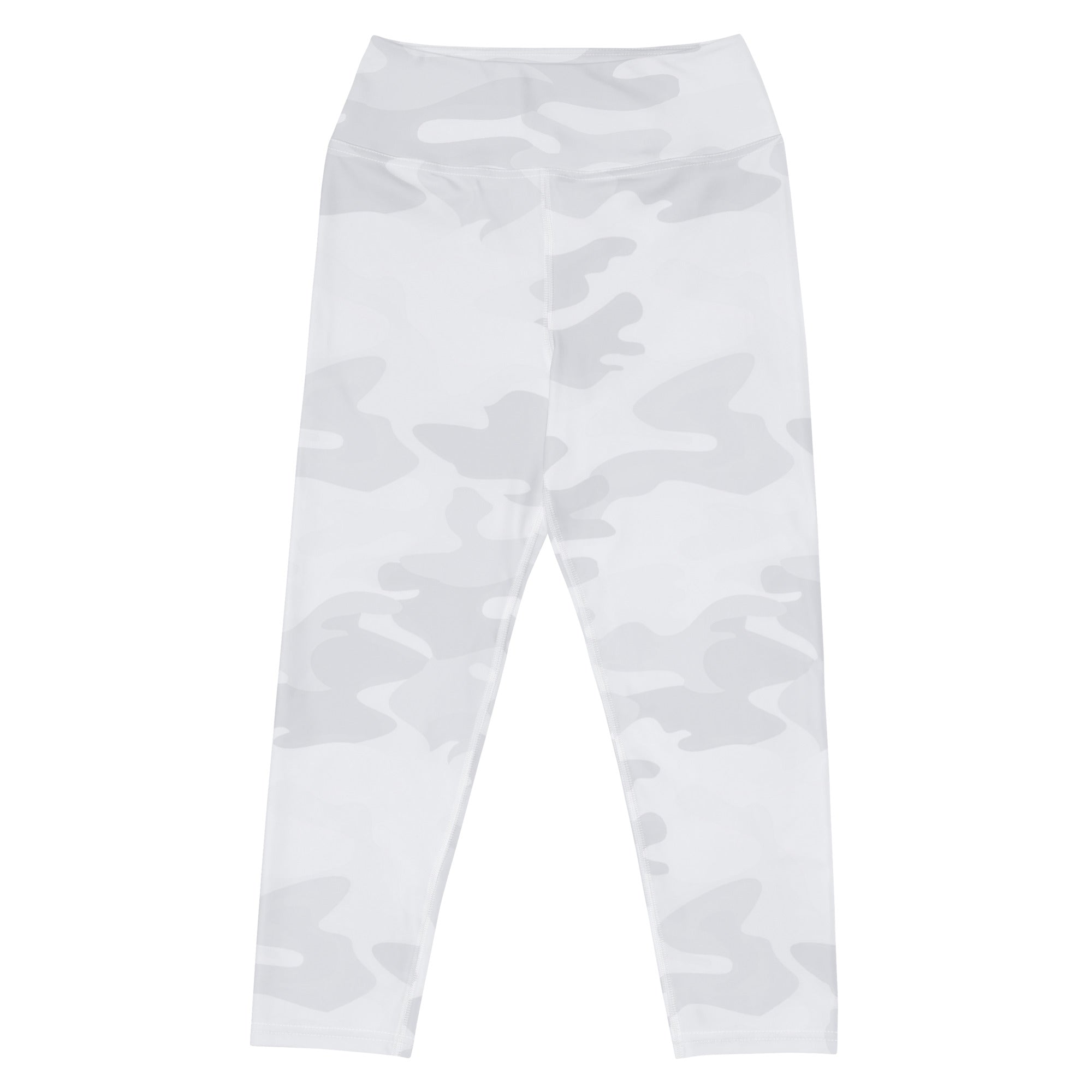 Women’s white high-rise camouflage buttery soft yoga capri leggings with moisture-wicking soft stretch fabric