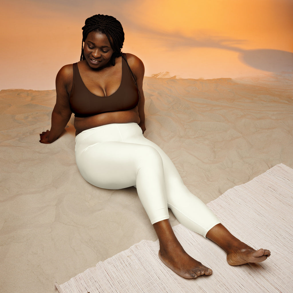 Women’s ivory high-rise buttery soft yoga capri leggings in white with moisture-wicking soft stretch fabric