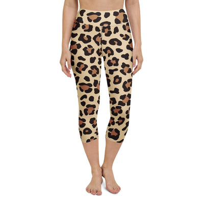 Women's Leopard Print Buttery Soft Yoga Capri Leggings – High-Rise, Moisture-Wicking, Soft Stretch Activewear Pants