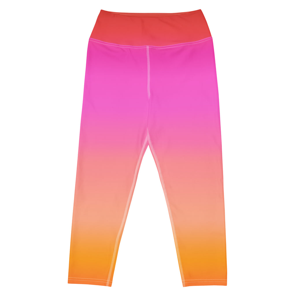 Women's Sunset Ombre Buttery Soft Yoga Capri Leggings – High-Rise, Moisture-Wicking, Soft Stretch Activewear Pants