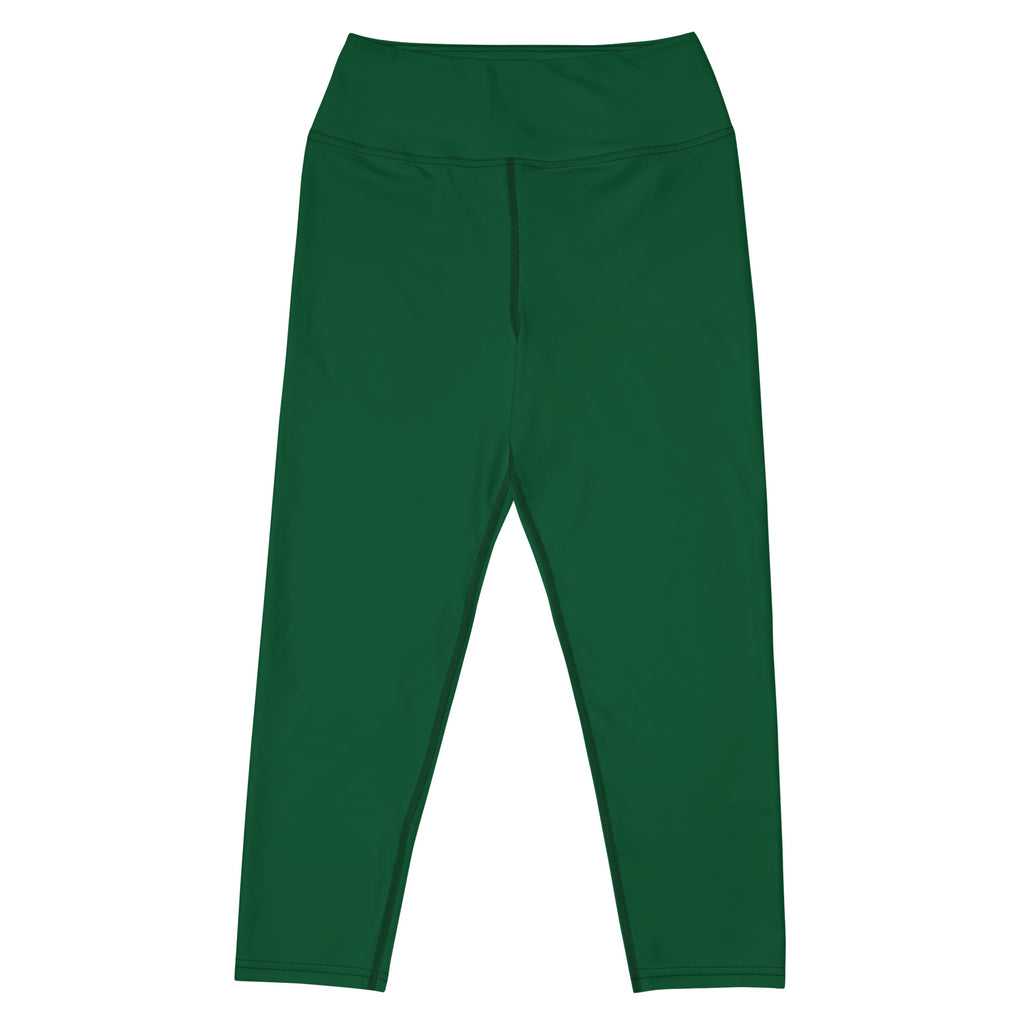 Women's Dark Green Buttery Soft Yoga Capri Leggings – High-Rise, Moisture-Wicking, Soft Stretch Activewear Pants