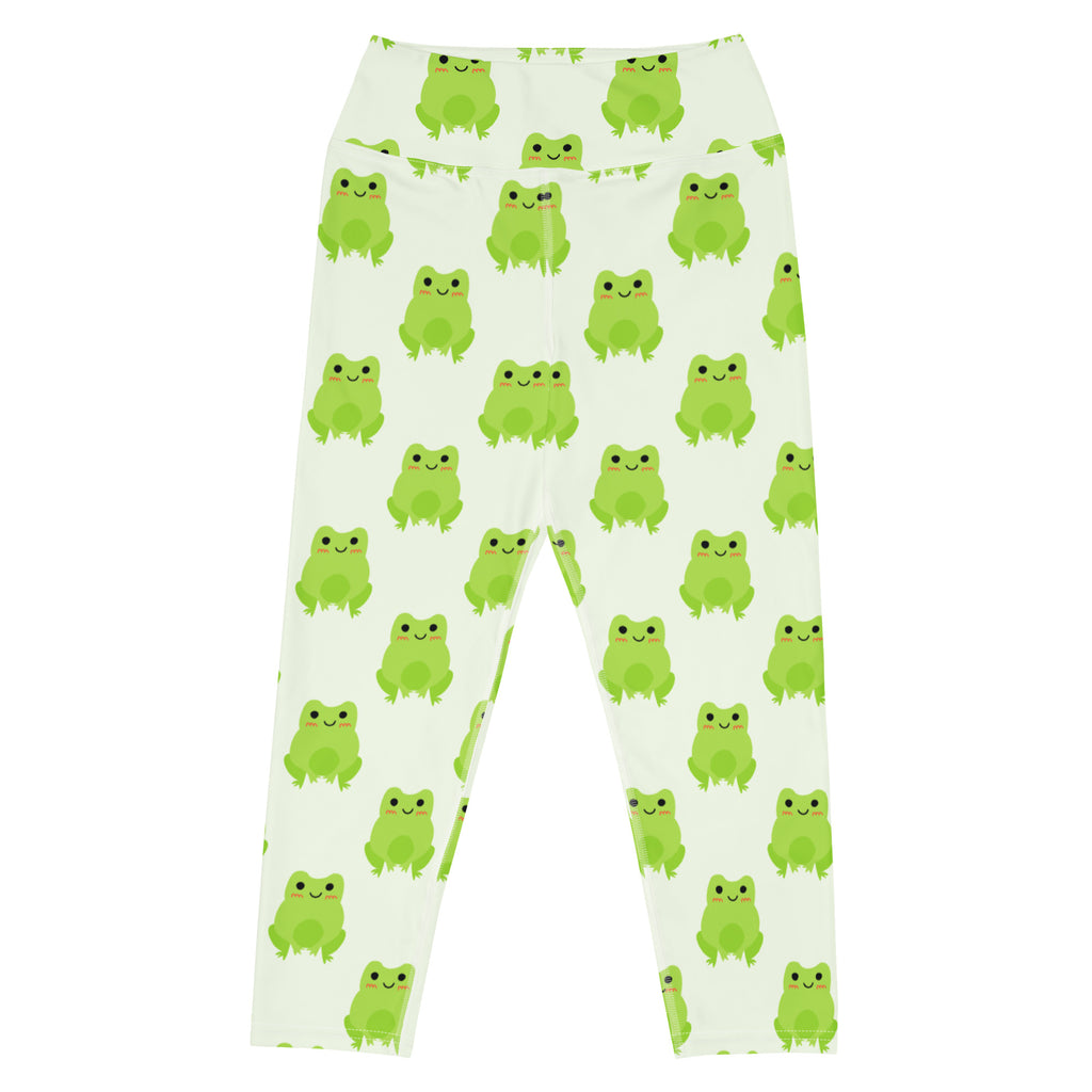 Women's Green Frog Buttery Soft Yoga Capri Leggings – High-Rise, Moisture-Wicking, Soft Stretch Activewear Pants