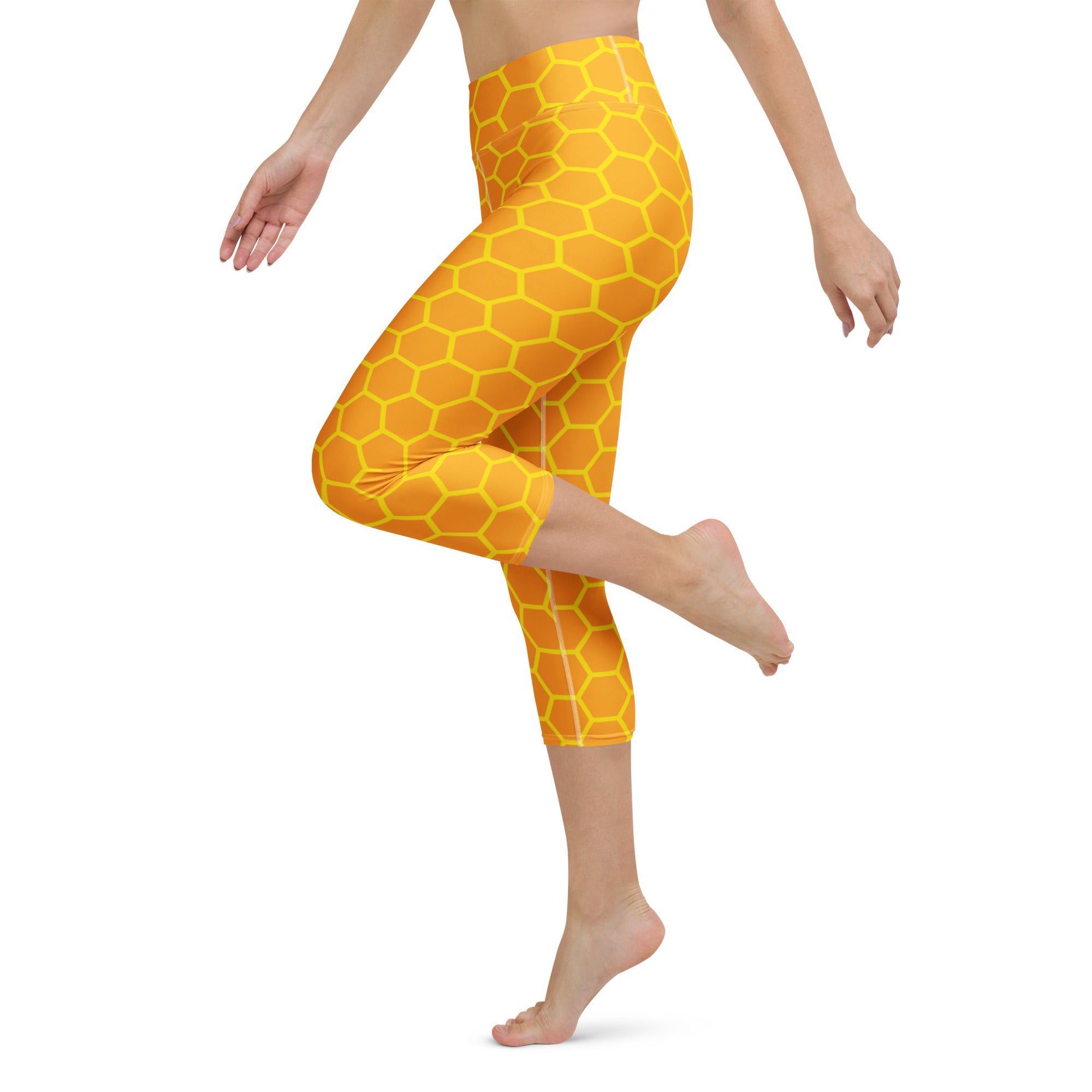Women's Honeycomb Buttery Soft Yoga Capri Leggings – High-Rise, Moisture-Wicking, Soft Stretch Activewear Pants