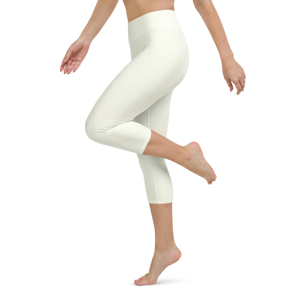 Women’s ivory buttery soft yoga capri leggings high rise stretchy fabric moisture wicking activewear pants