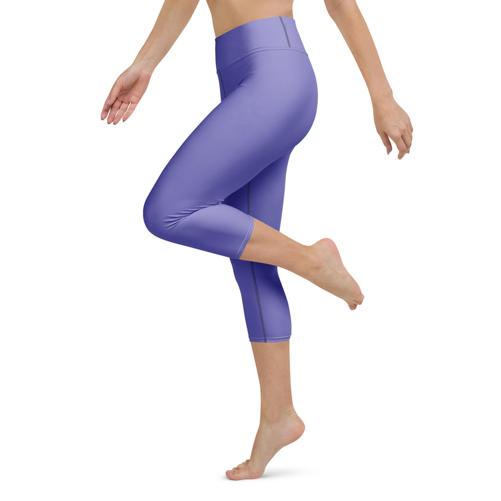 Women’s lavender purple high-rise yoga capri leggings with buttery soft stretchy fabric and moisture-wicking properties