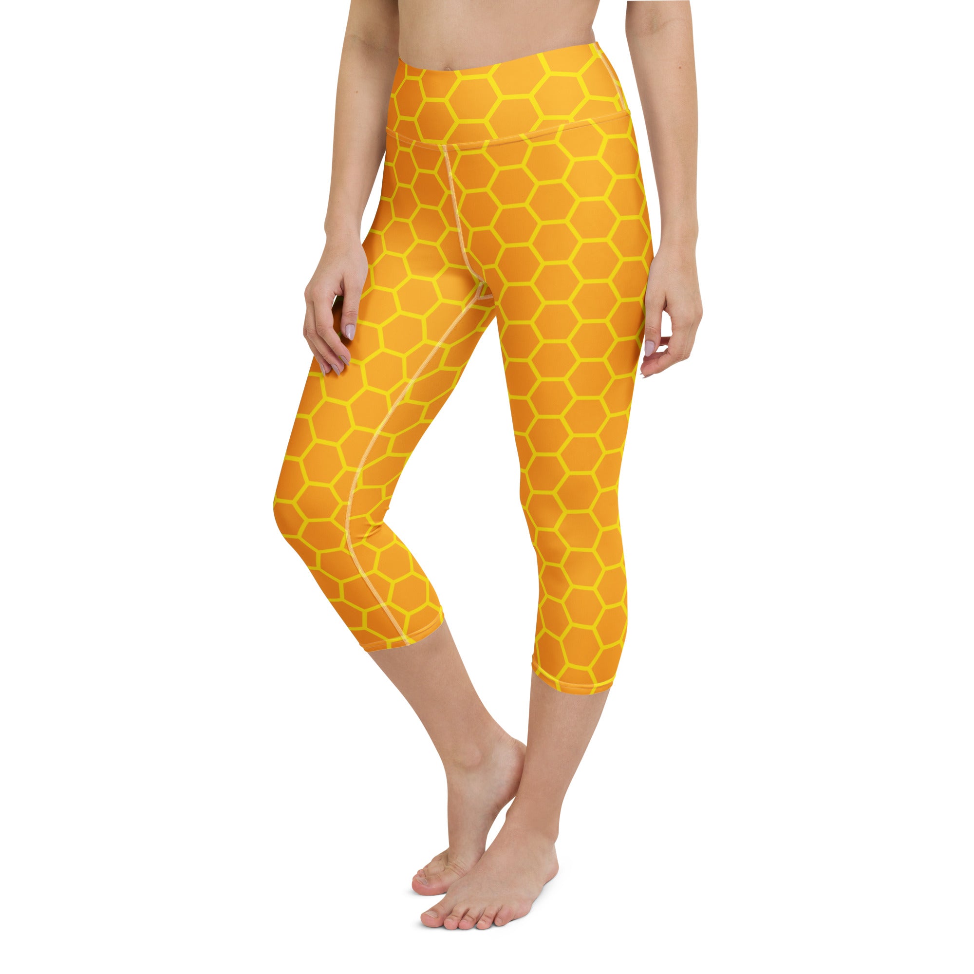 Women's Honeycomb Buttery Soft Yoga Capri Leggings – High-Rise, Moisture-Wicking, Soft Stretch Activewear Pants