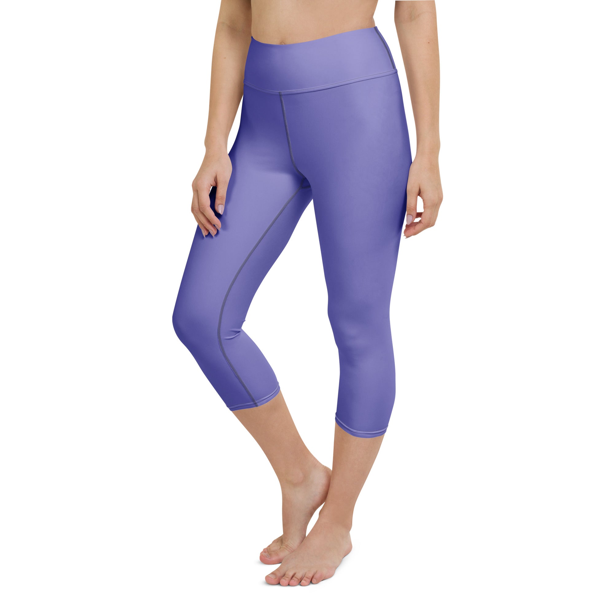 Women’s lavender purple high-rise capri leggings with buttery soft stretchy fabric for moisture-wicking activewear