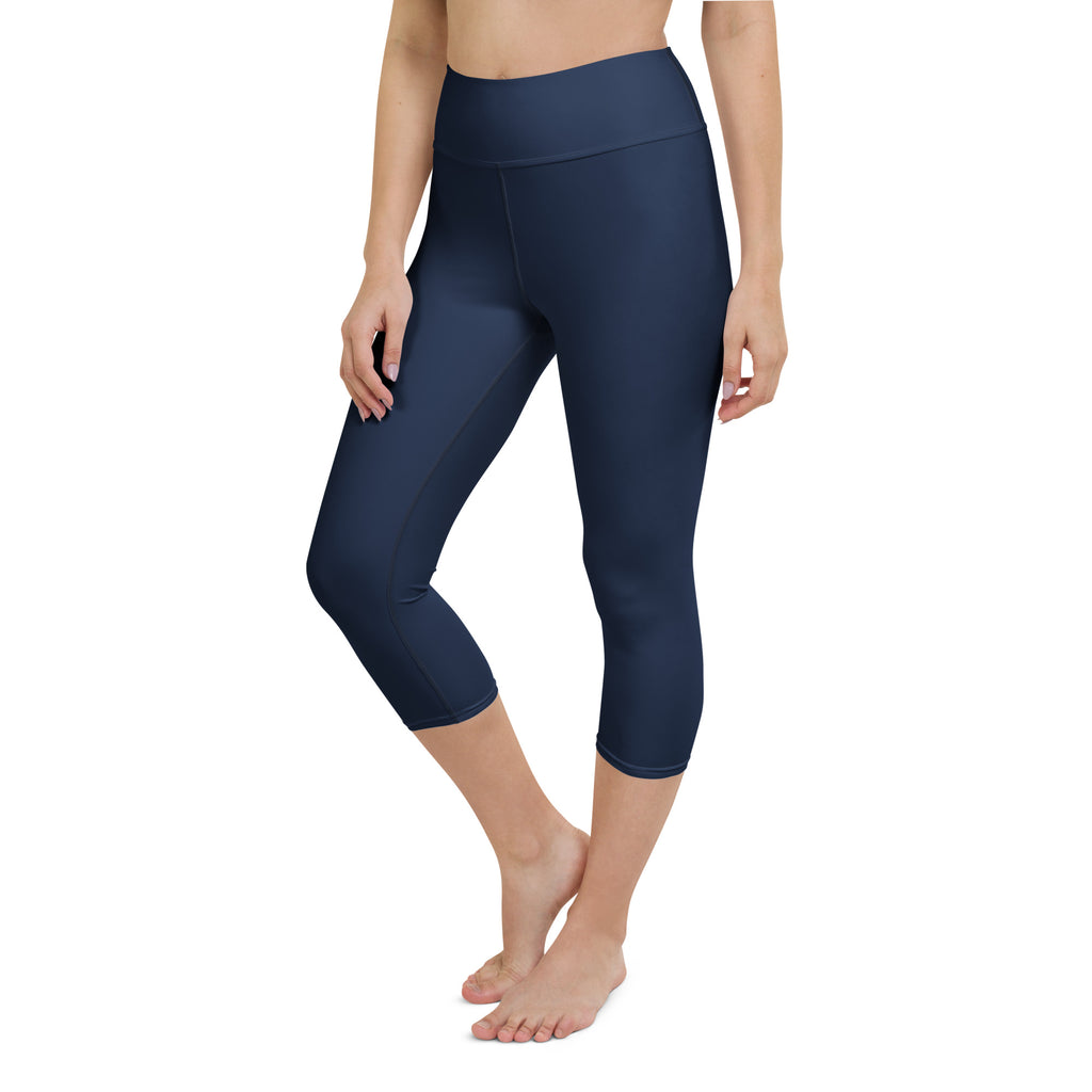 Women’s navy high-rise buttery soft yoga capri leggings with moisture-wicking soft stretch fabric