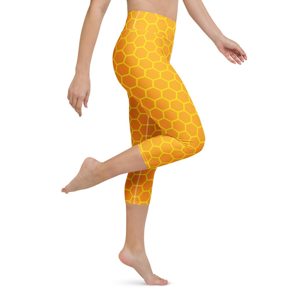 Women's Honeycomb Buttery Soft Yoga Capri Leggings – High-Rise, Moisture-Wicking, Soft Stretch Activewear Pants