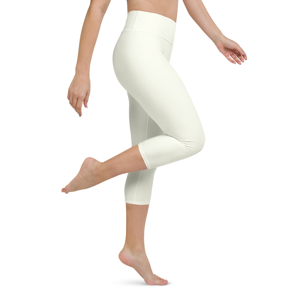 Women’s ivory buttery soft high-rise yoga capri leggings in cream with smooth stretchy moisture-wicking fabric