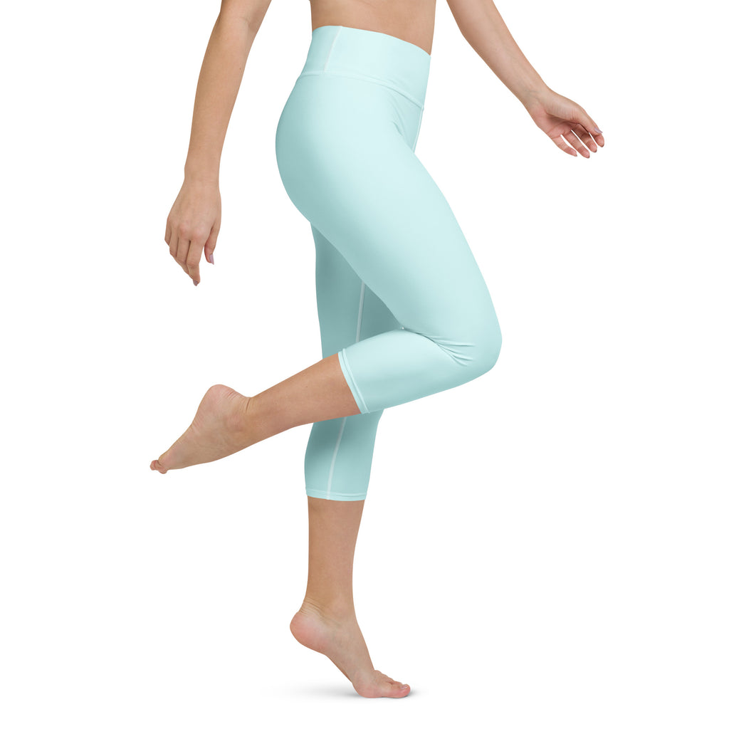 Women’s mint buttery soft light blue high rise capri leggings moisture wicking soft stretch activewear pants