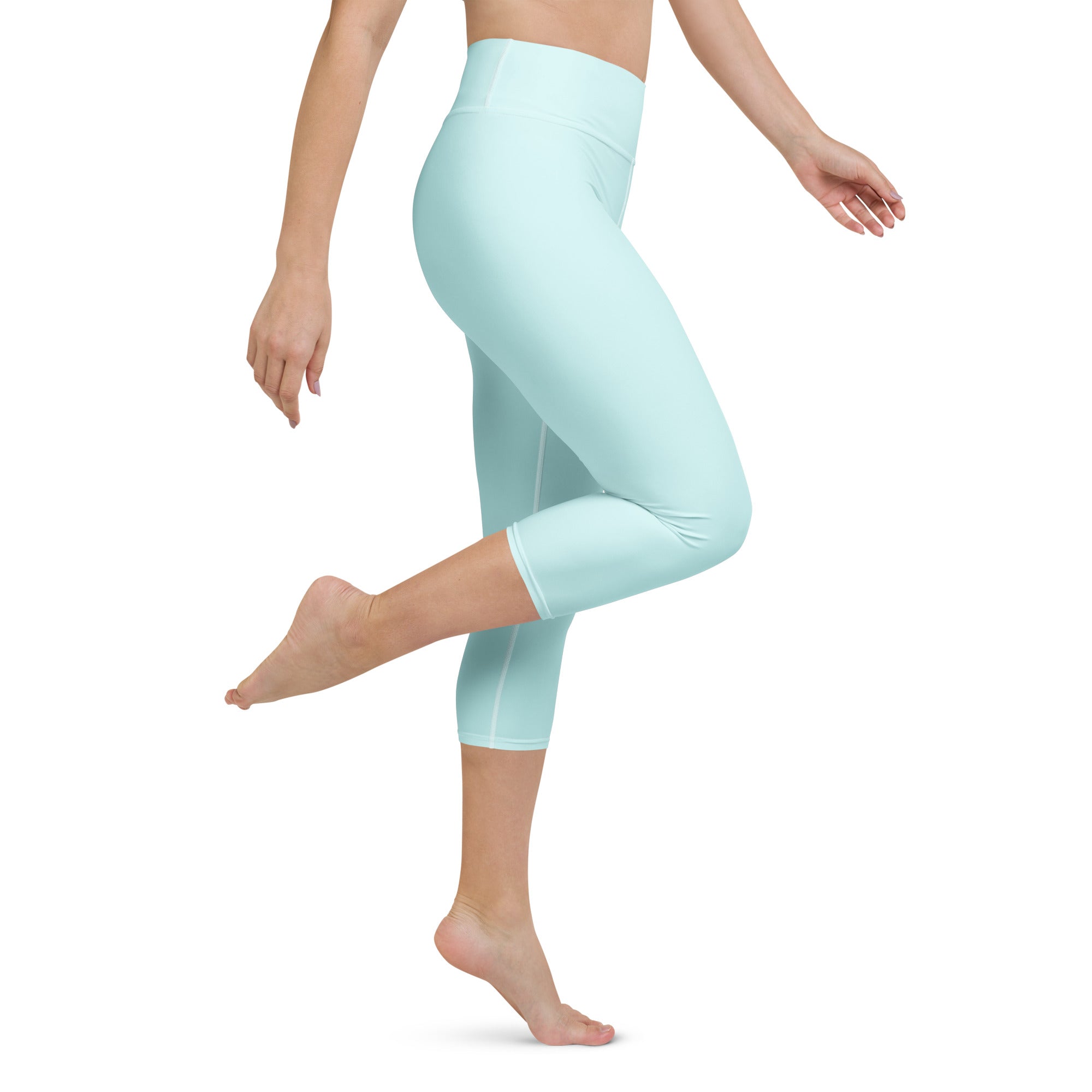 Women’s mint buttery soft light blue high rise capri leggings moisture wicking soft stretch activewear pants