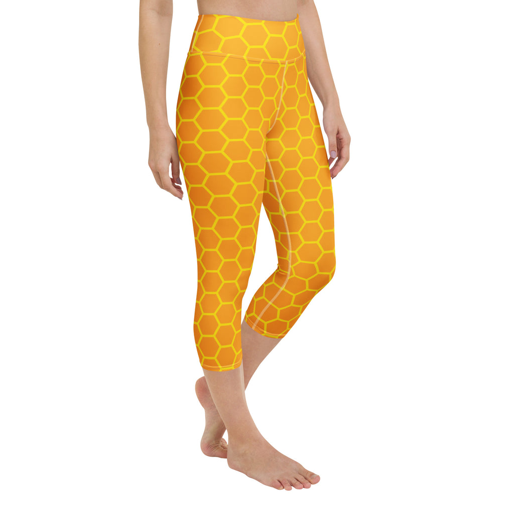 Women's Honeycomb Buttery Soft Yoga Capri Leggings – High-Rise, Moisture-Wicking, Soft Stretch Activewear Pants