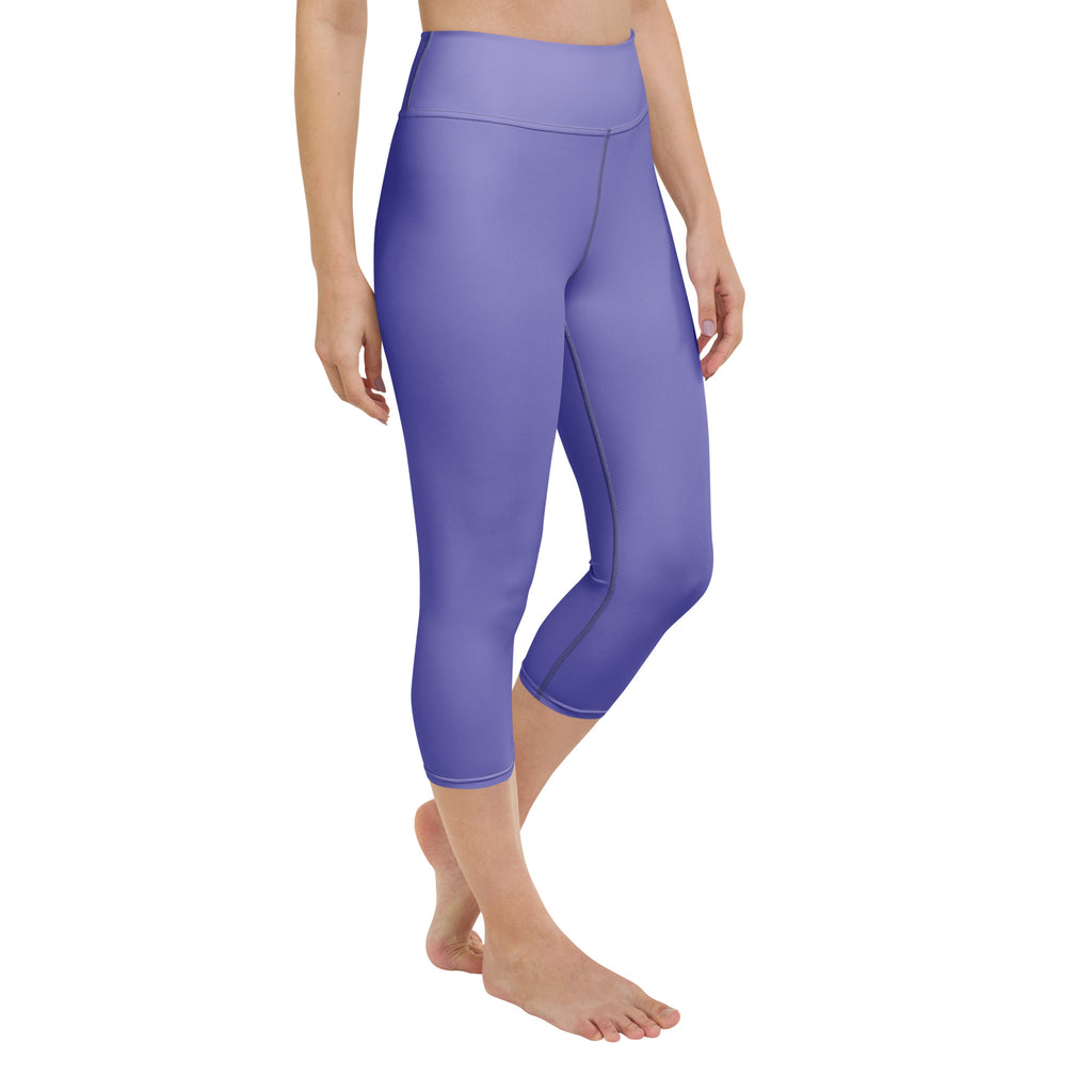 Women’s lavender purple high rise yoga capri leggings with buttery soft moisture wicking stretchy fabric