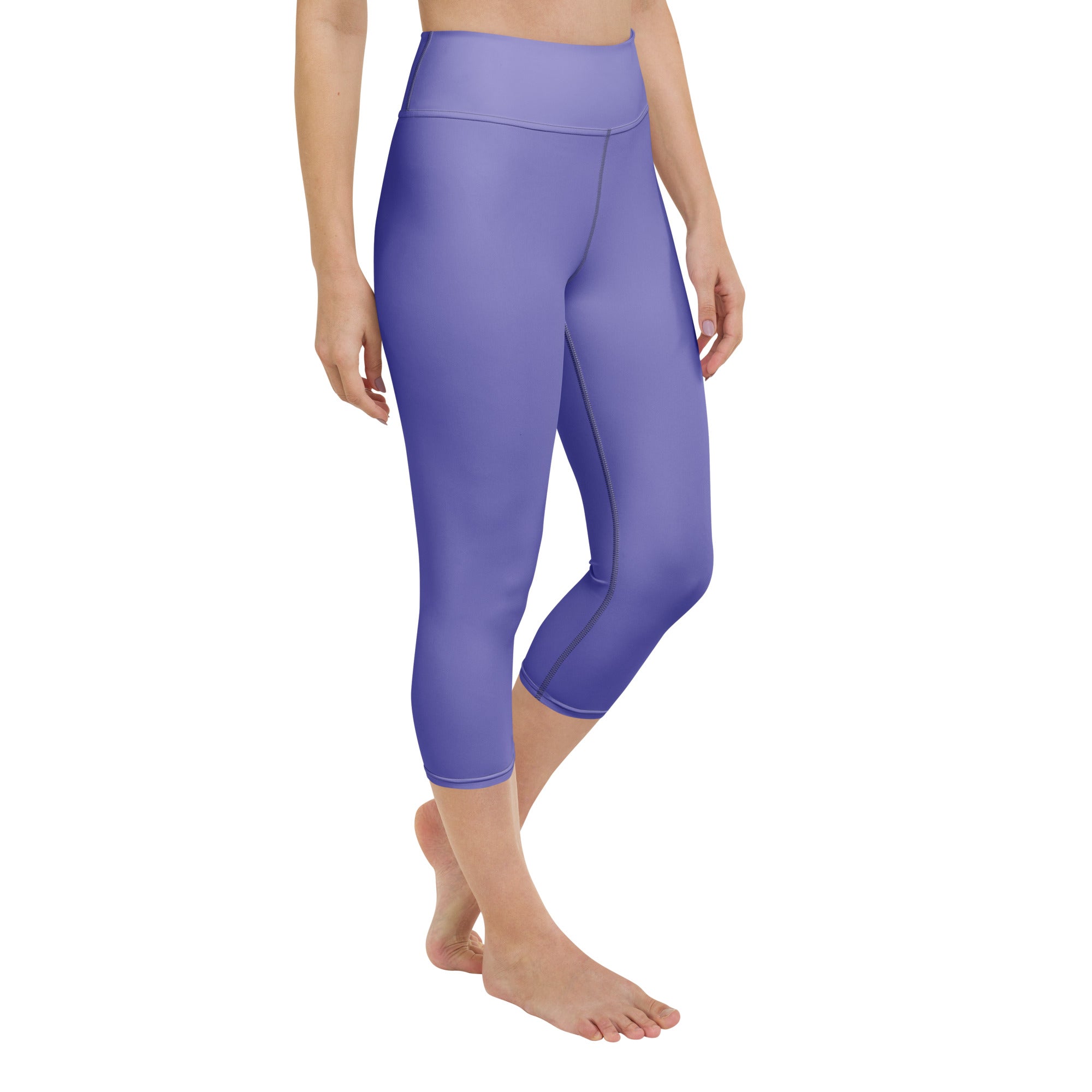 Women’s lavender purple high rise yoga capri leggings with buttery soft moisture wicking stretchy fabric
