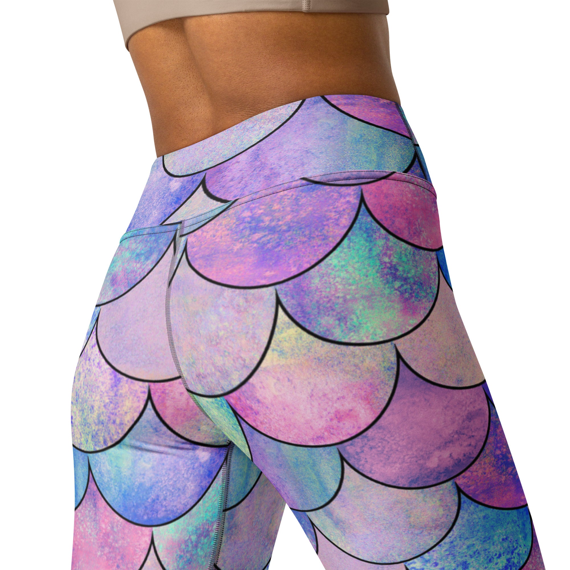Women's Pastel Mermaid Scales Buttery Soft Yoga Leggings