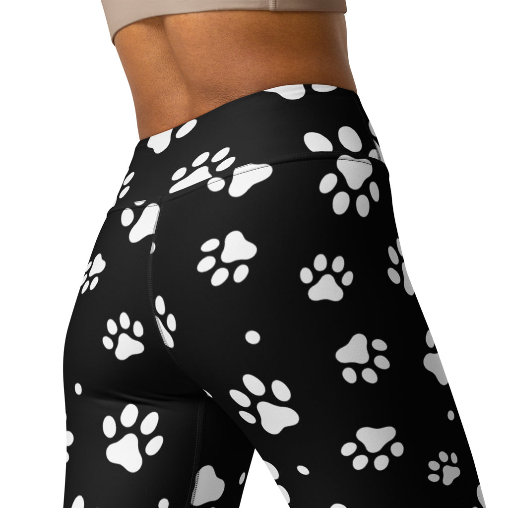 Women's Black Paw Print Buttery Soft Yoga Leggings