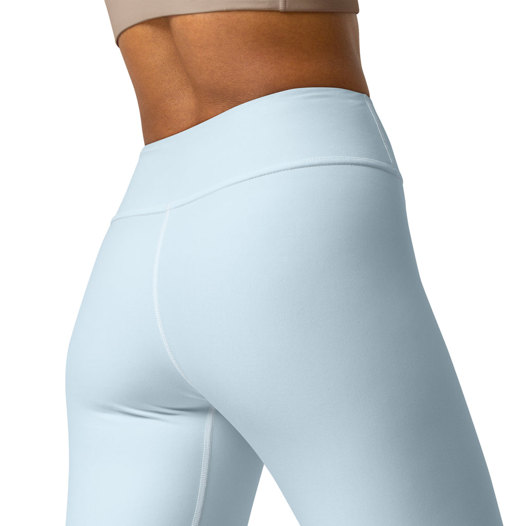 Women’s Nimbus Blue buttery soft yoga leggings in light blue with high waist smooth stretchy fabric and subtle seams