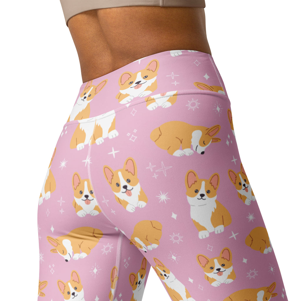 Women's Pink Corgi Dog Buttery Soft Yoga Leggings