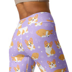 Women's Purple Corgi Dog Buttery Soft Yoga Leggings