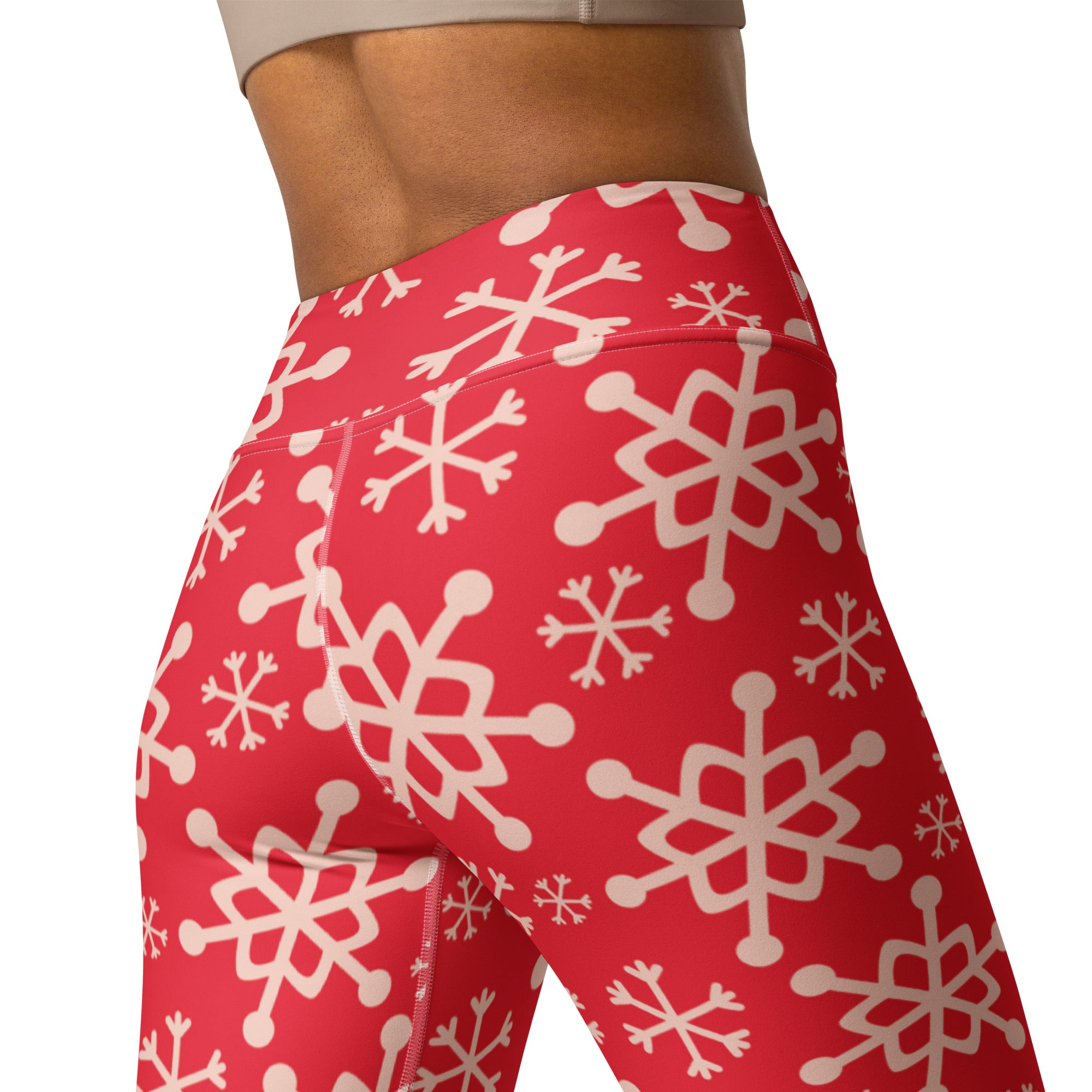 Women's Red Snowflake Buttery Soft Yoga Leggings